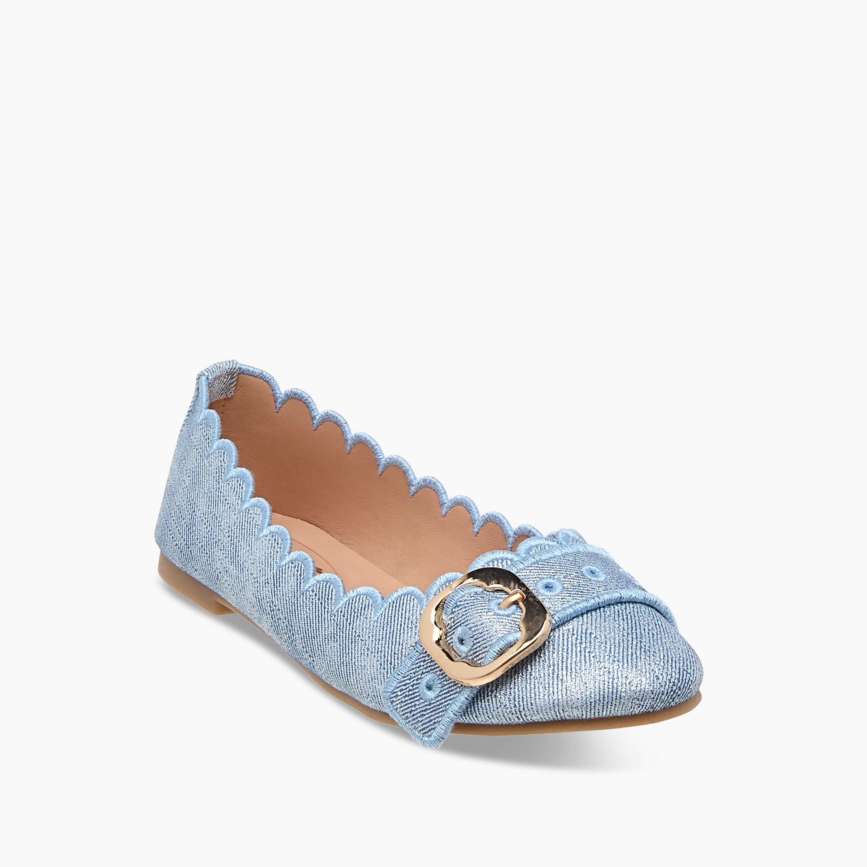 حذاء باليرينا سهل الارتداء بتفاصيل صدفية وزينة إبزيم من ليتل ميسي-girls-shoes-ballerinas-image-2