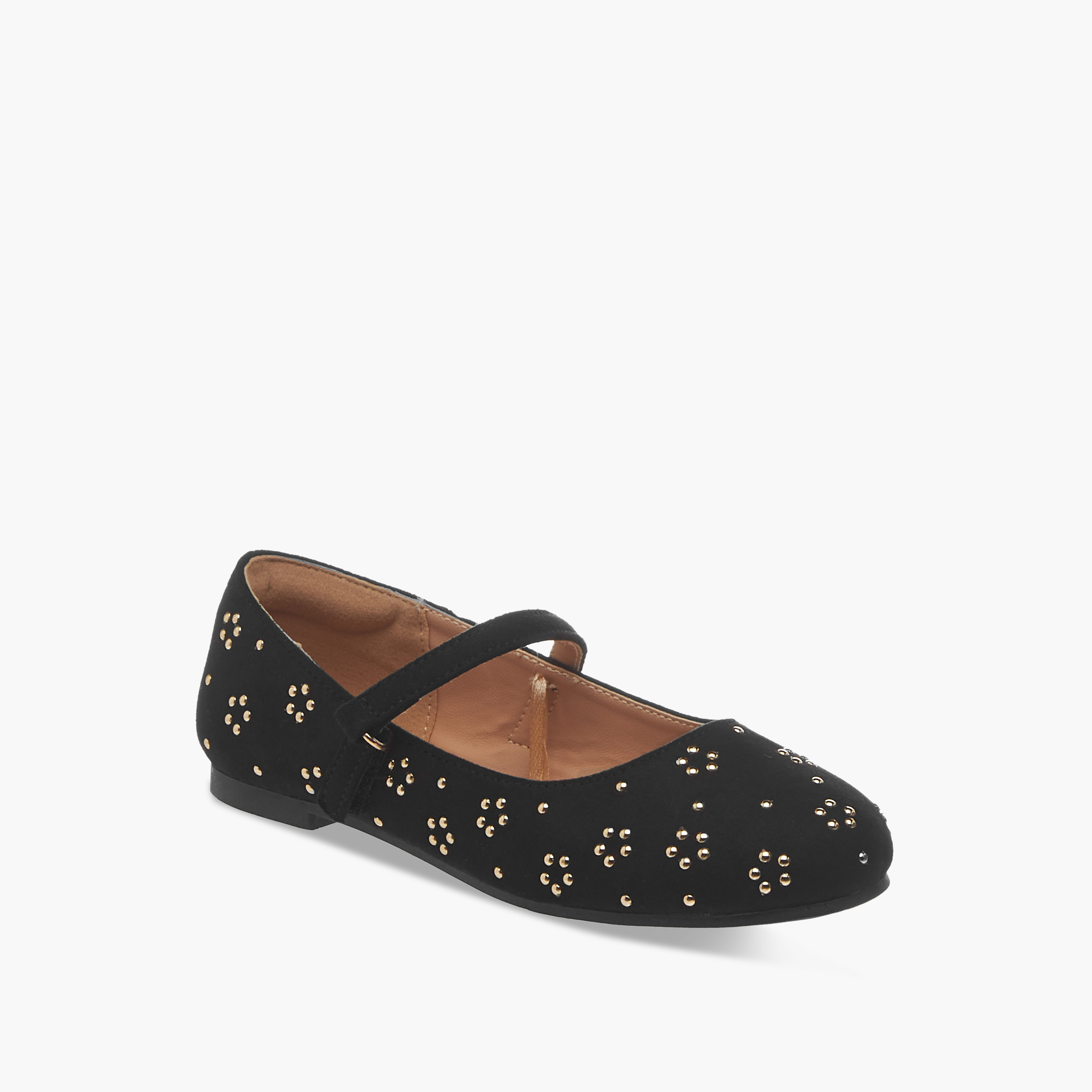 Little Missy Embellished Ballerina Shoes with Hook and Loop Closure-girls-shoes-maryjanes-image-2