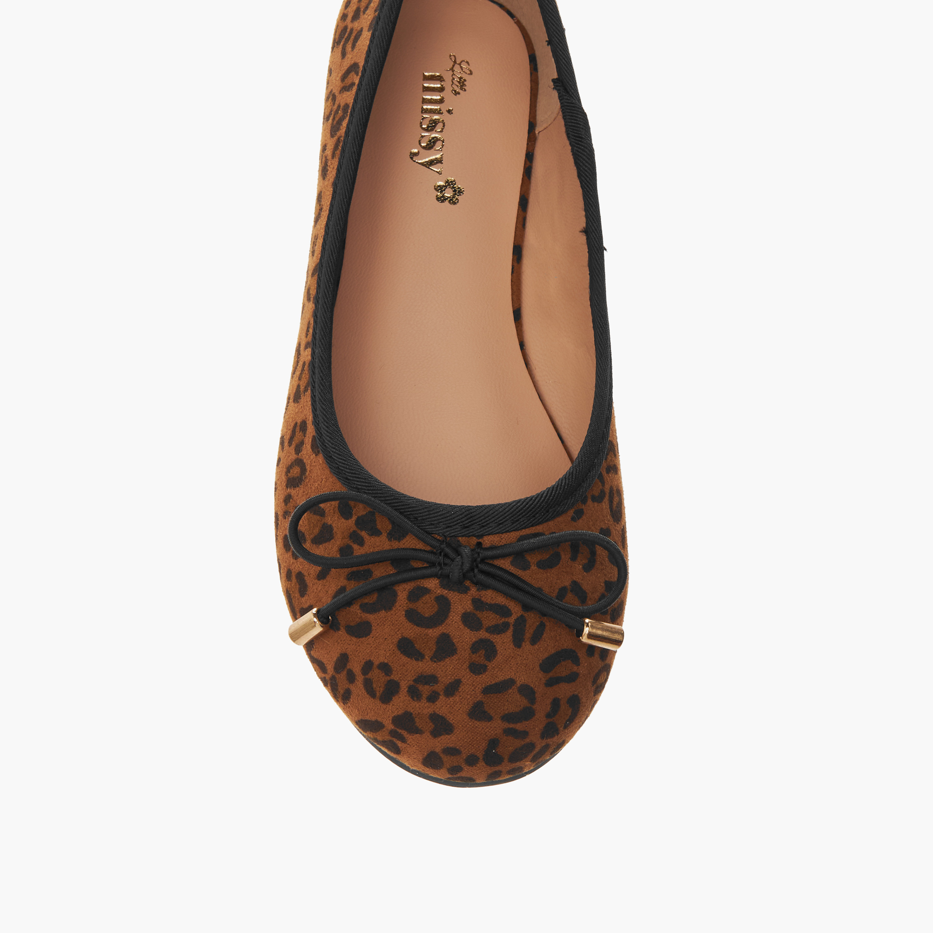 حذاء باليرينا سهل الارتداء بطبعات حيوانات وتفاصيل فيونكة من ليتل ميسي-girls-shoes-ballerinas-image-4