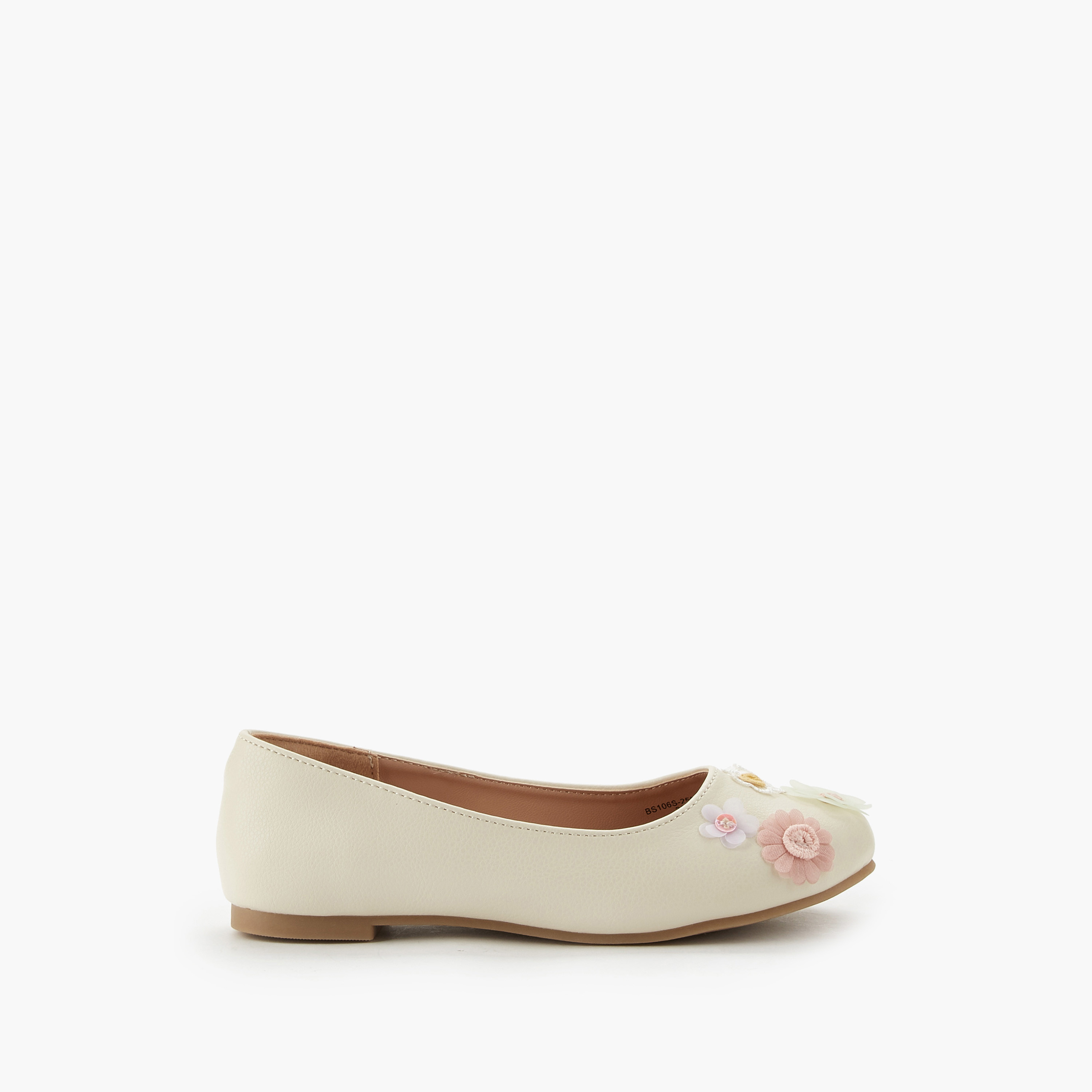 حذاء باليرينا بتزيينات زهرية للبنات من ليتل ميسي-girls-shoes-ballerinas-image-2