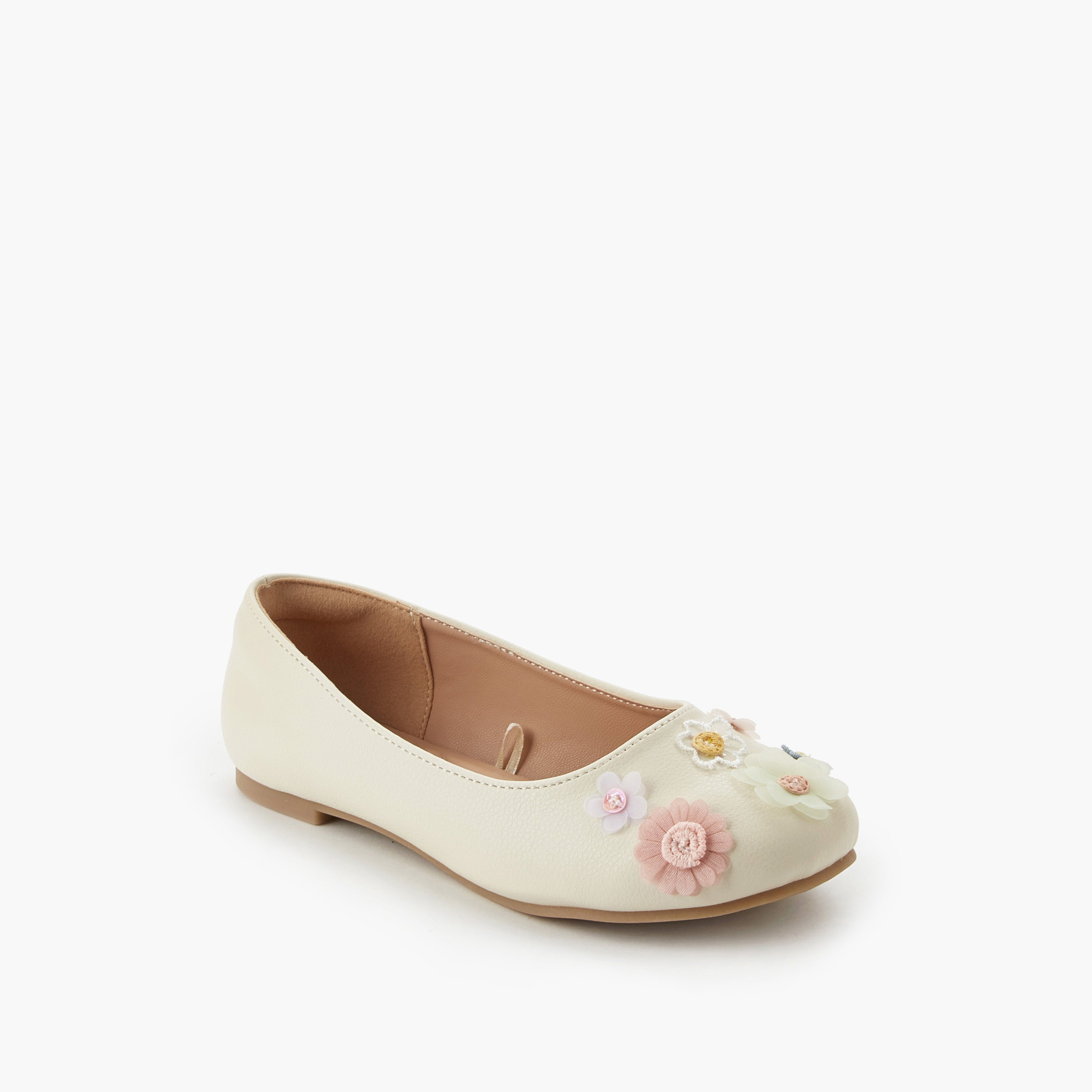 حذاء باليرينا بتزيينات زهرية للبنات من ليتل ميسي-girls-shoes-ballerinas-image-3