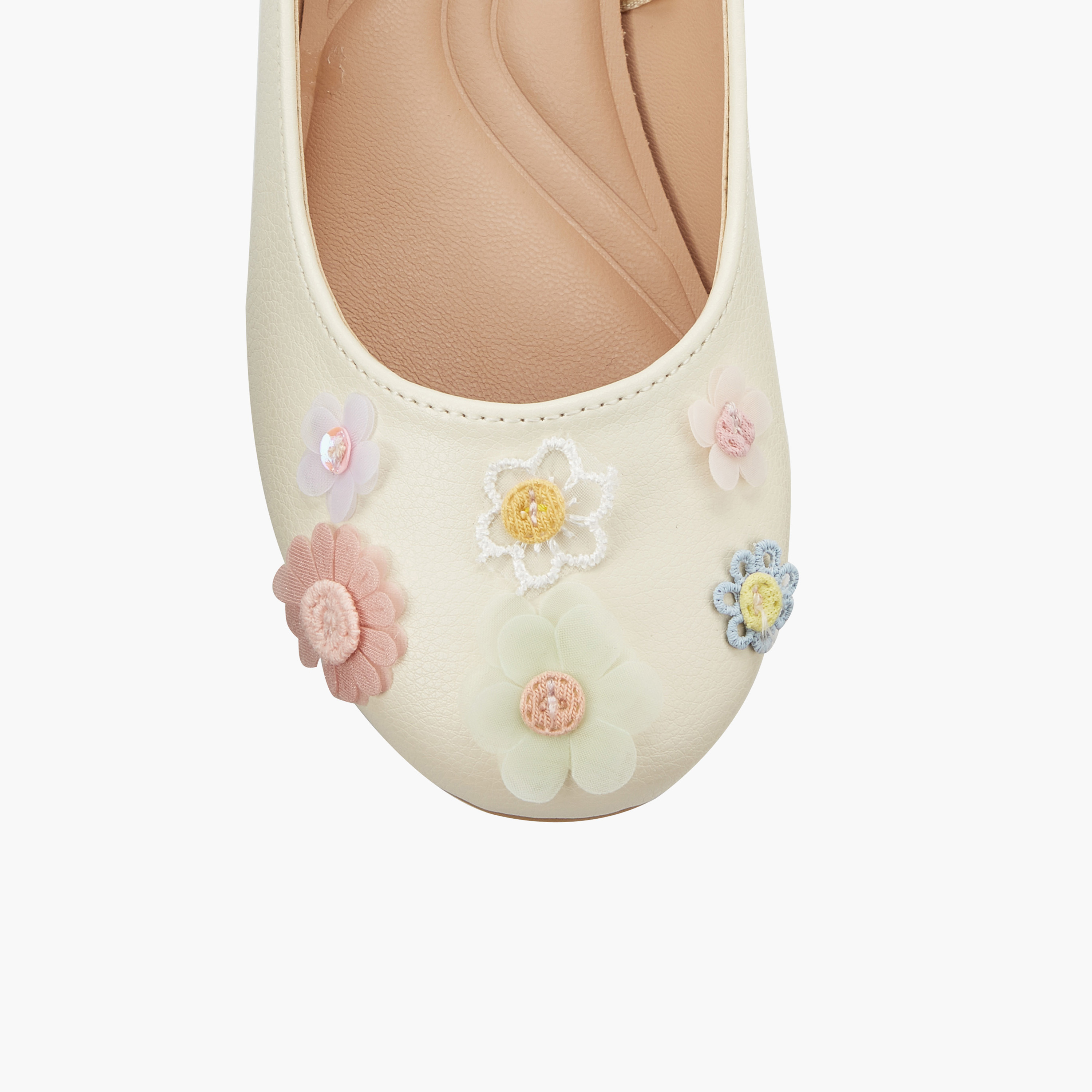 حذاء باليرينا بتزيينات زهرية للبنات من ليتل ميسي-girls-shoes-ballerinas-image-4