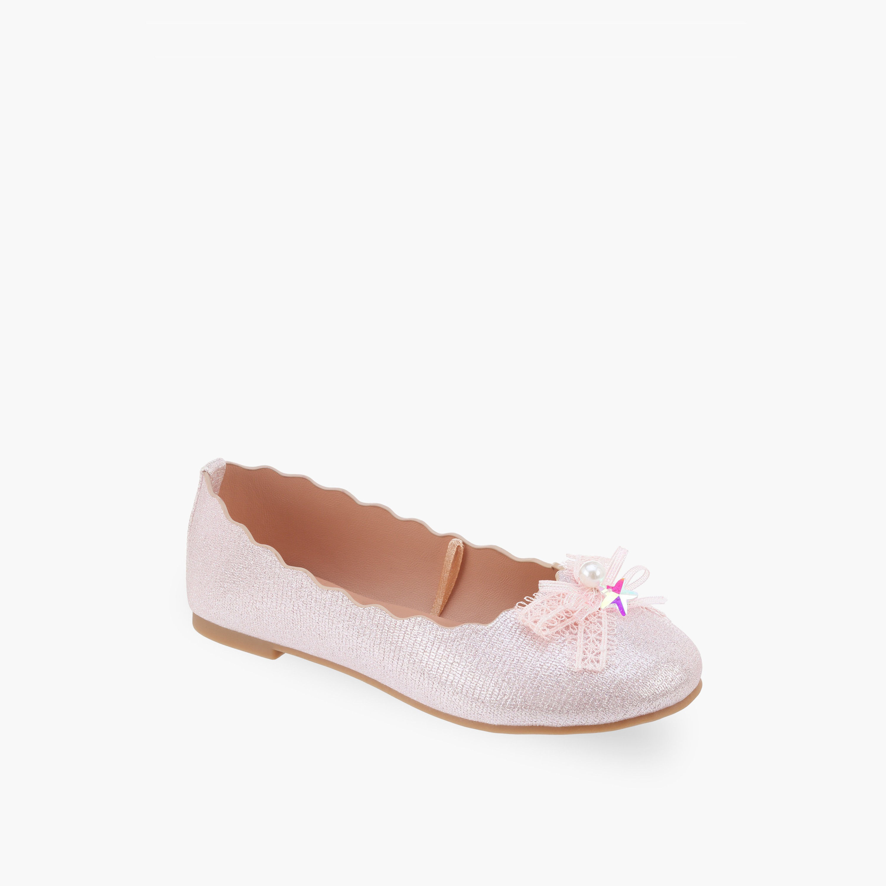 Little Missy Girls Textured Ballerina Shoes-girls-shoes-ballerinas-image-2