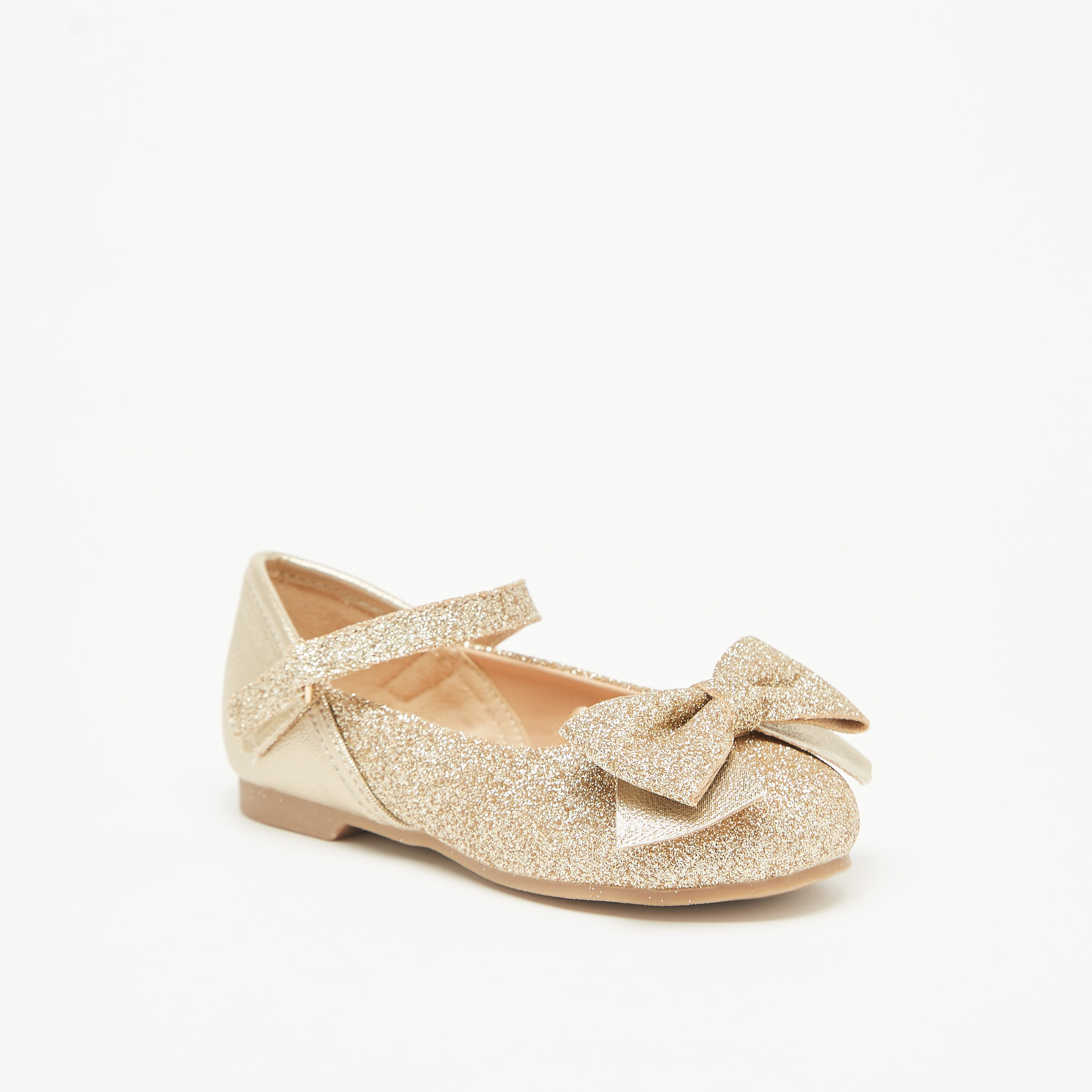 حذاء ماري جين بجليتر بارز الملمس مزيّن بفيونكة من جونيورز-girls-shoes-ballerinas-image-1
