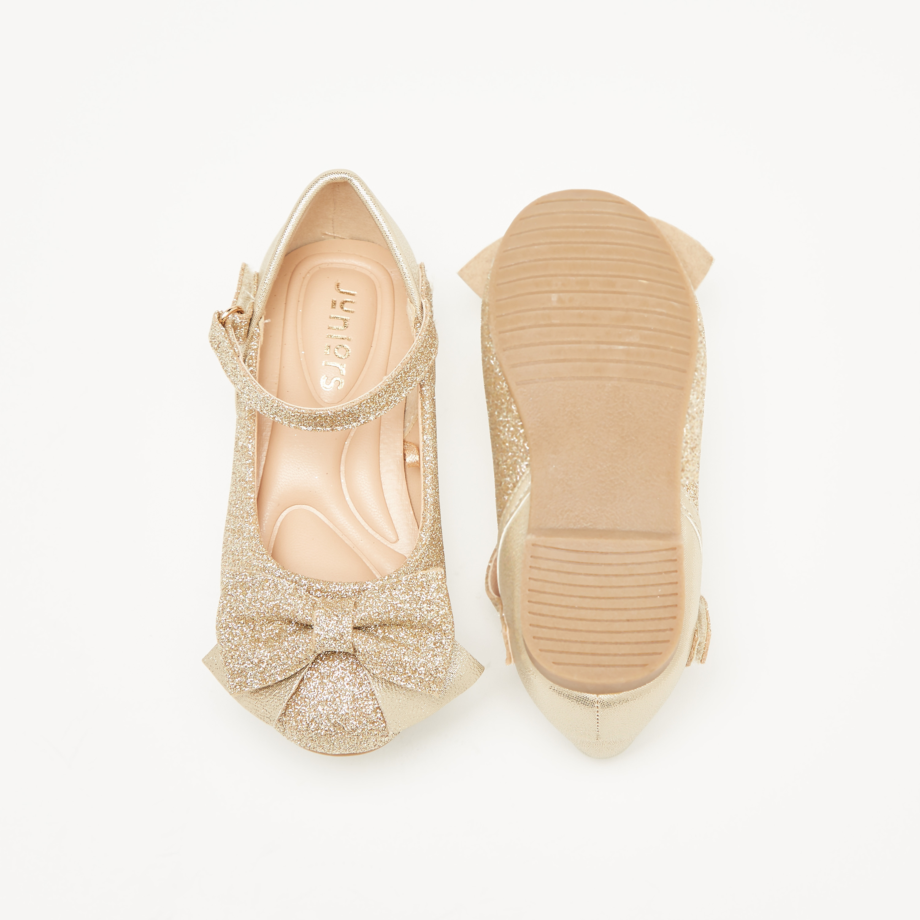 حذاء ماري جين بجليتر بارز الملمس مزيّن بفيونكة من جونيورز-girls-shoes-ballerinas-image-4