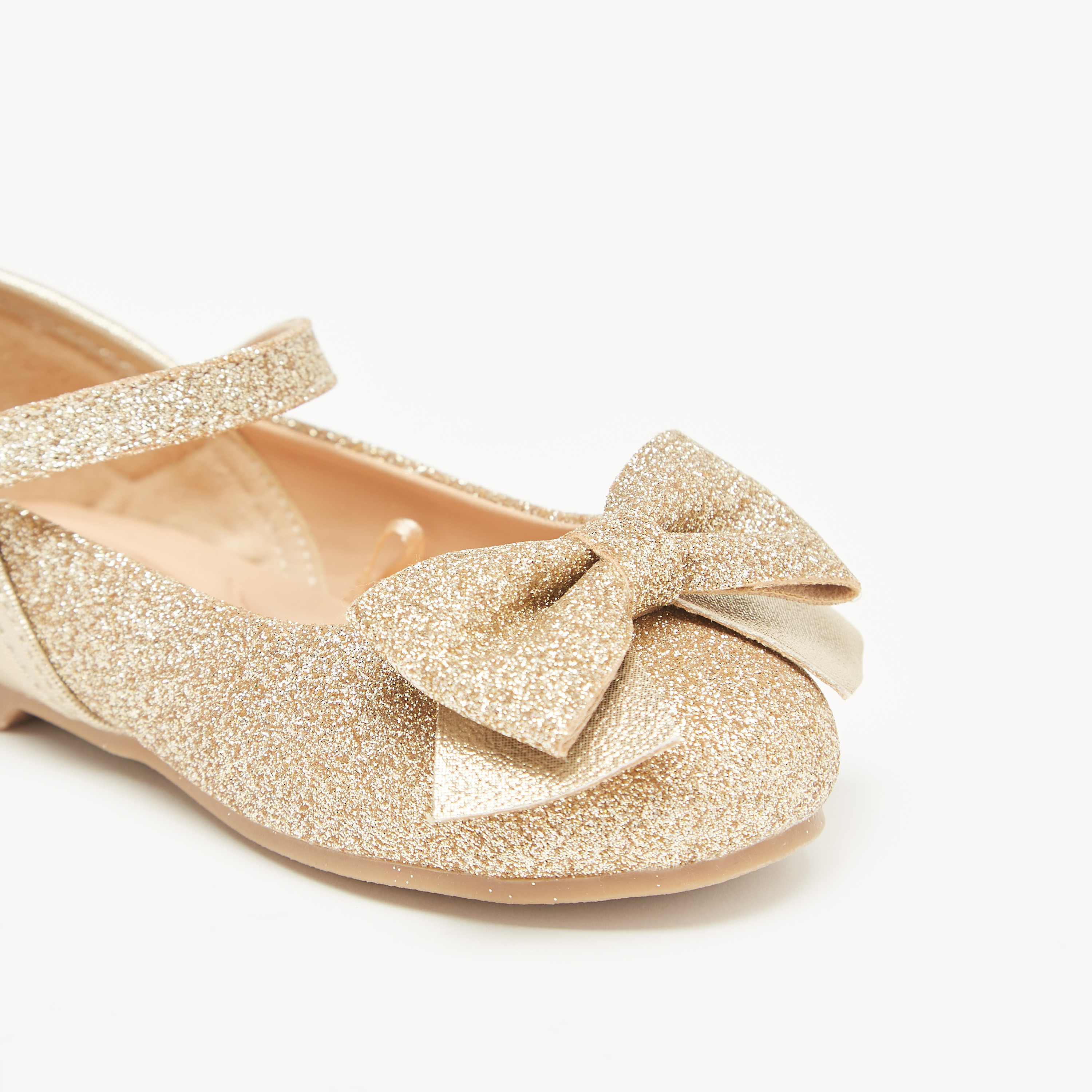 حذاء ماري جين بجليتر بارز الملمس مزيّن بفيونكة من جونيورز-girls-shoes-ballerinas-image-5