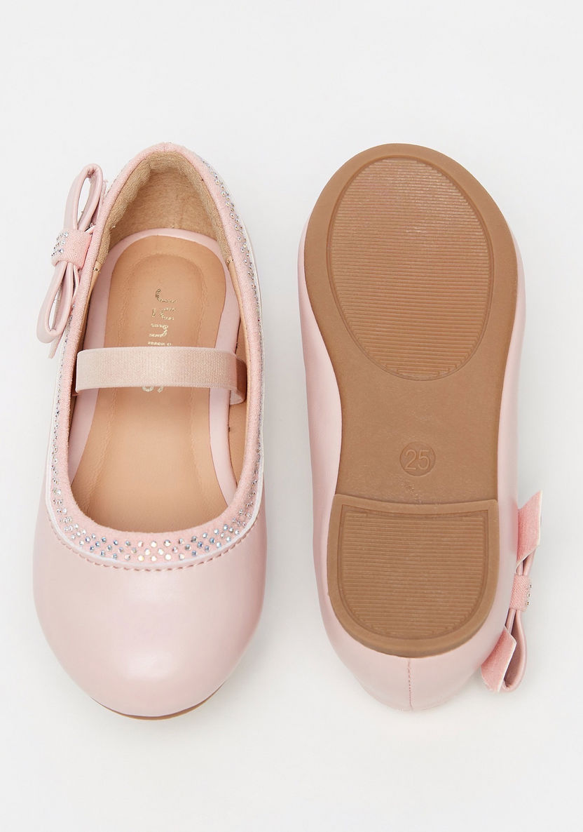 Juniors Embellished Round Toe Ballerinas with Elastic Strap-Girl%27s School Shoes-image-4