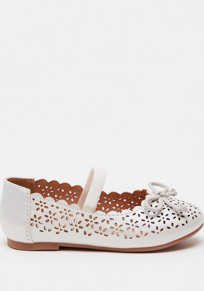 Juniors All Over Laser Cut Ballerina Shoes with Bow Accent