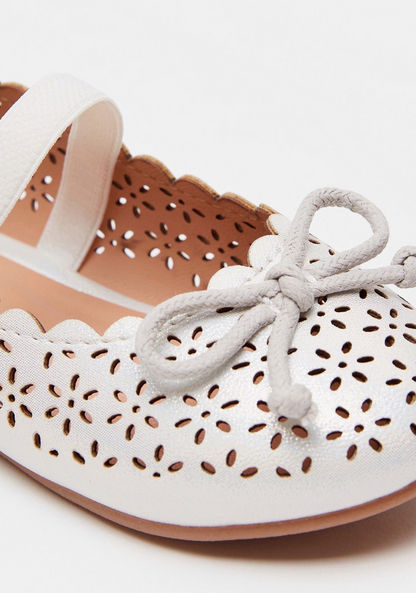 Juniors All Over Laser Cut Ballerina Shoes with Bow Accent