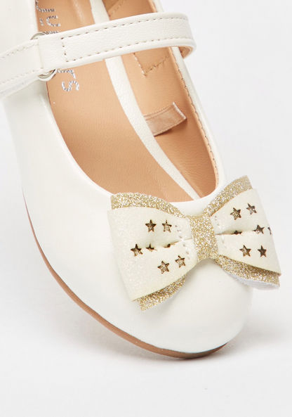 Juniors Embellished Bow Mary Jane Shoes with Hook and Loop Closure-Girl%27s Casual Shoes-image-3