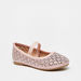 Juniors Embellished Round Toe Ballerina Shoes with Elastic Strap-Girl%27s Ballerinas-thumbnailMobile-1