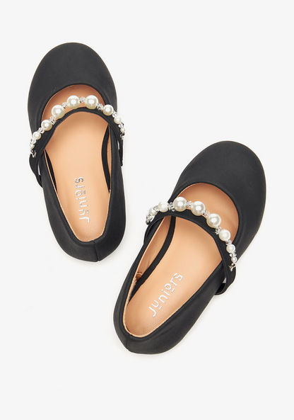 Juniors Round Toe Ballerina with Pearl Detail Strap