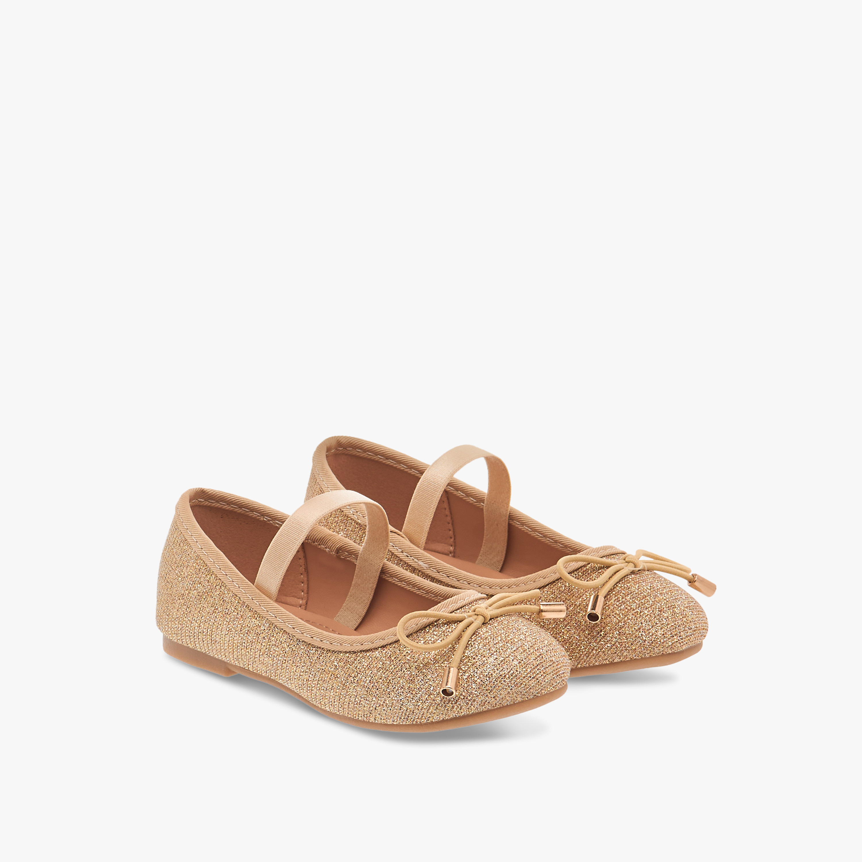 حذاء باليرينا بارز الملمس بزخارف فيونكة وحزام مطاطي من فلورا بيلا-girls-shoes-ballerinas-image-1