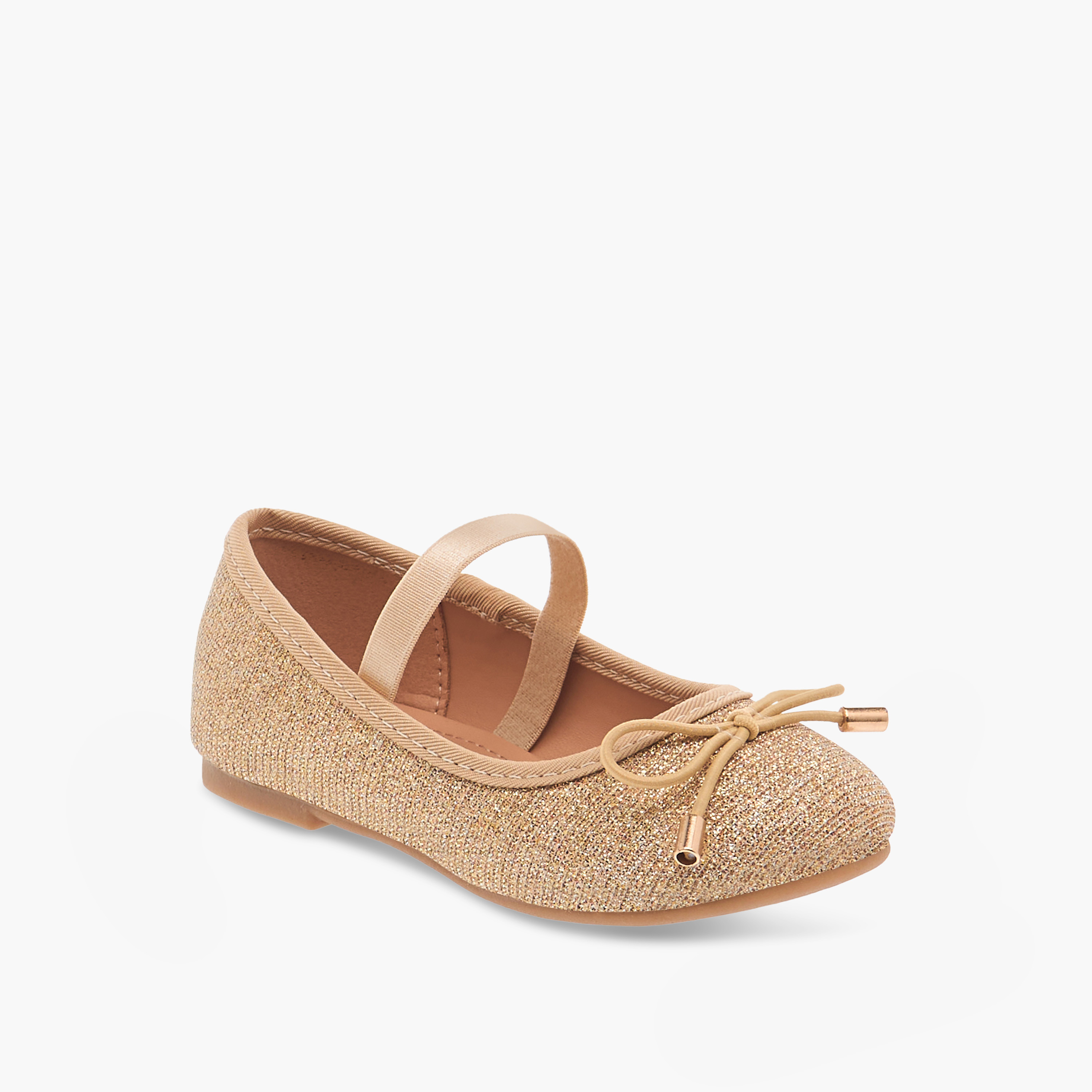 حذاء باليرينا بارز الملمس بزخارف فيونكة وحزام مطاطي من فلورا بيلا-girls-shoes-ballerinas-image-2