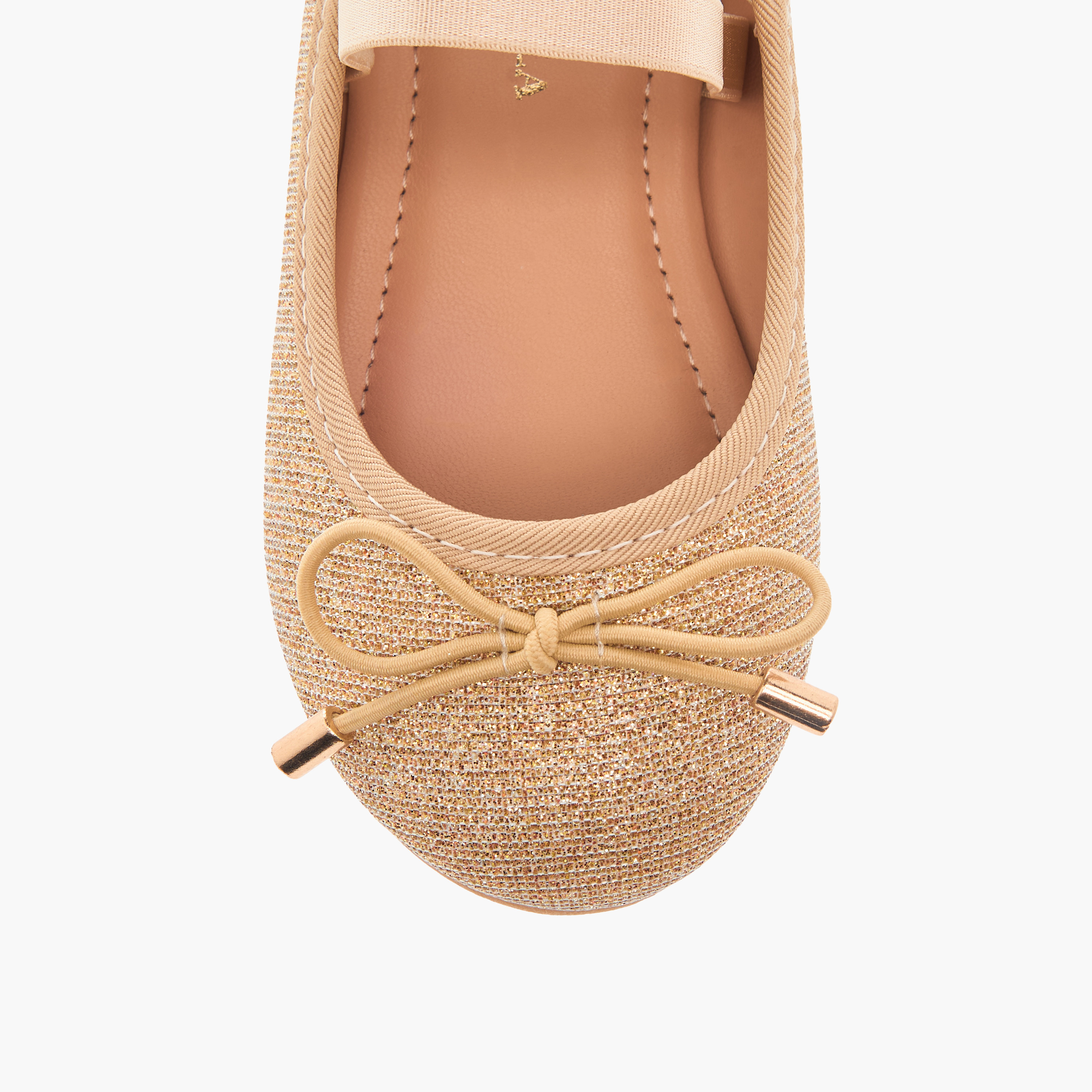 حذاء باليرينا بارز الملمس بزخارف فيونكة وحزام مطاطي من فلورا بيلا-girls-shoes-ballerinas-image-4