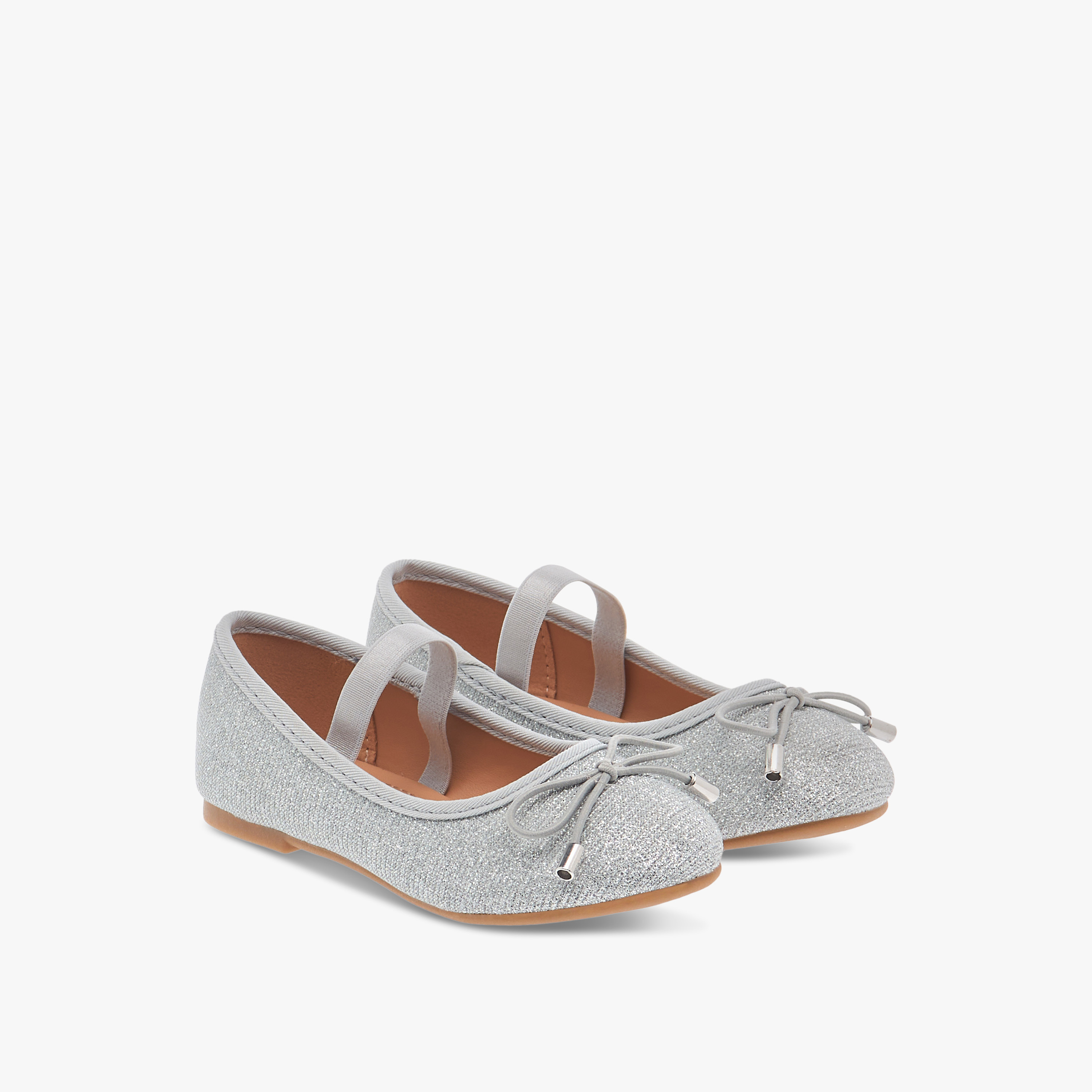 حذاء باليرينا بارز الملمس بزخارف فيونكة وحزام مطاطي من فلورا بيلا-girls-shoes-ballerinas-image-1