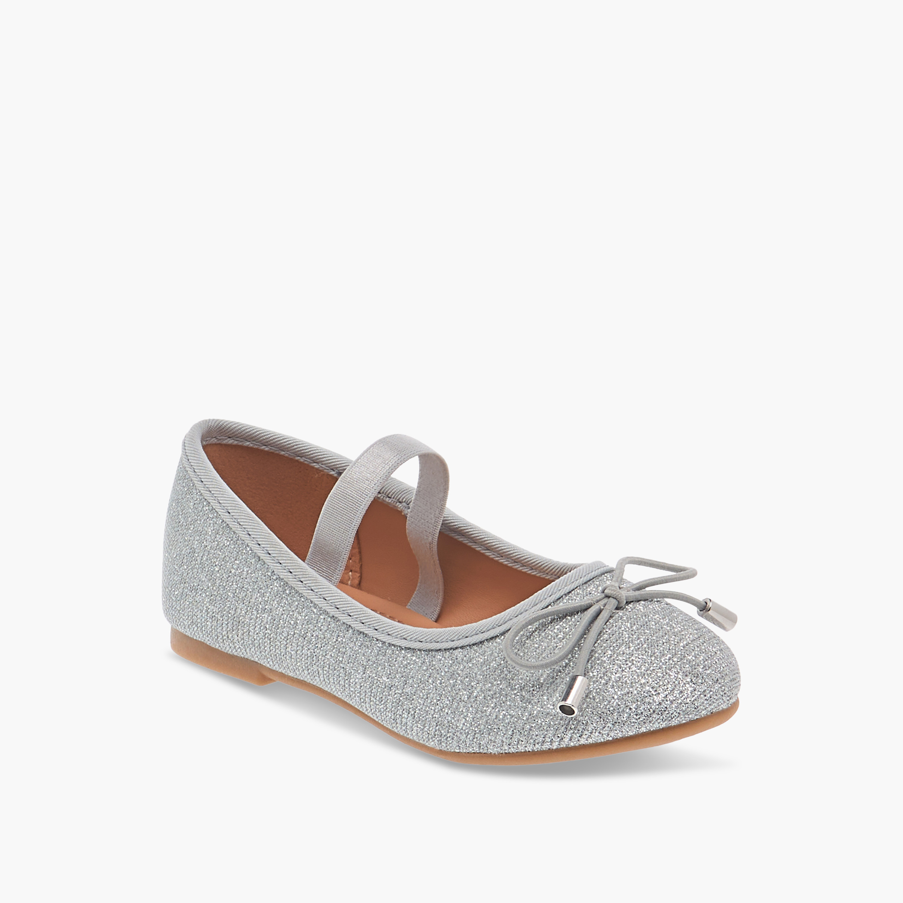 حذاء باليرينا بارز الملمس بزخارف فيونكة وحزام مطاطي من فلورا بيلا-girls-shoes-ballerinas-image-2