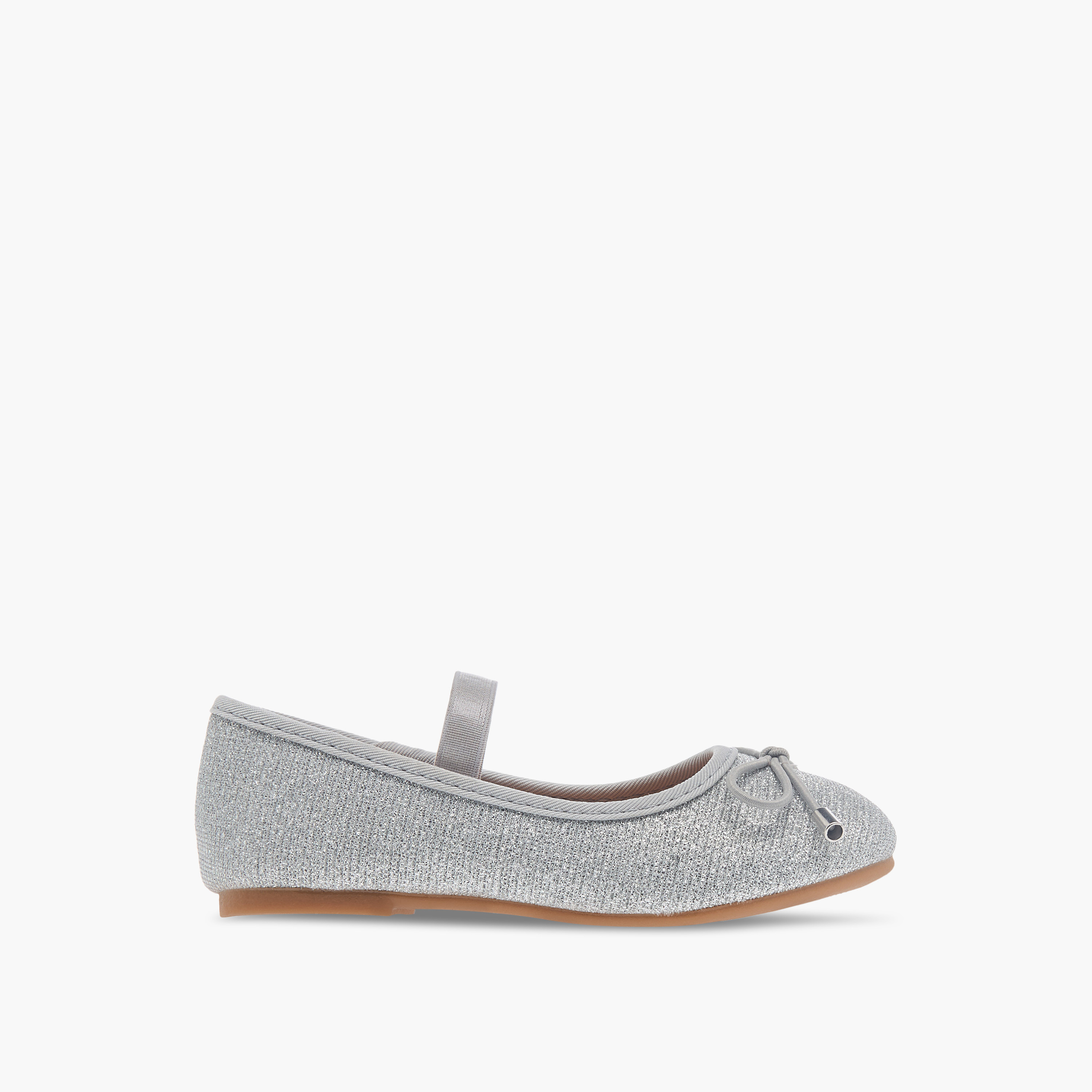 حذاء باليرينا بارز الملمس بزخارف فيونكة وحزام مطاطي من فلورا بيلا-girls-shoes-ballerinas-image-3