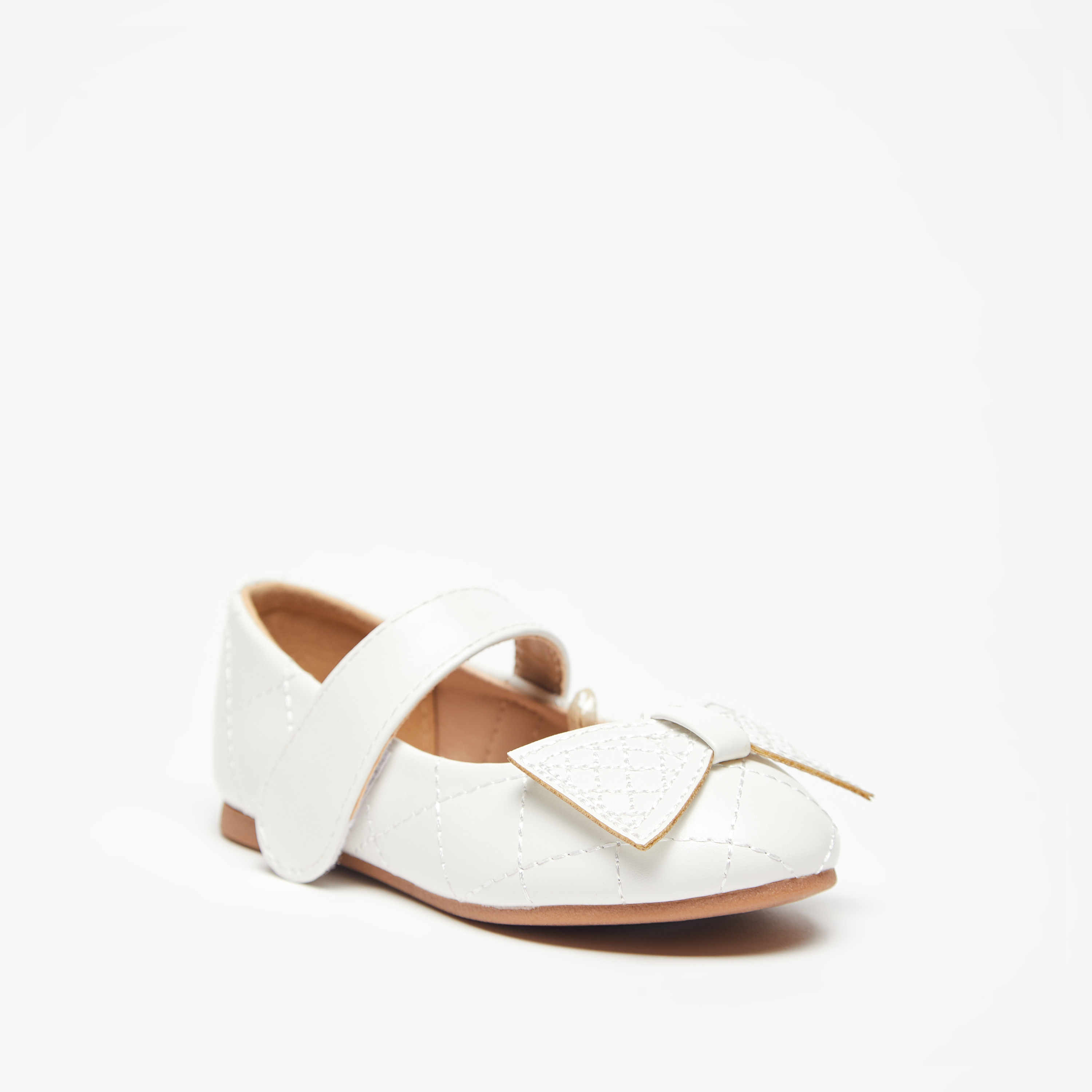 Bow Accented Mary Jane Shoes with Hook and Loop Closure-girls-shoes-loafers-image-1