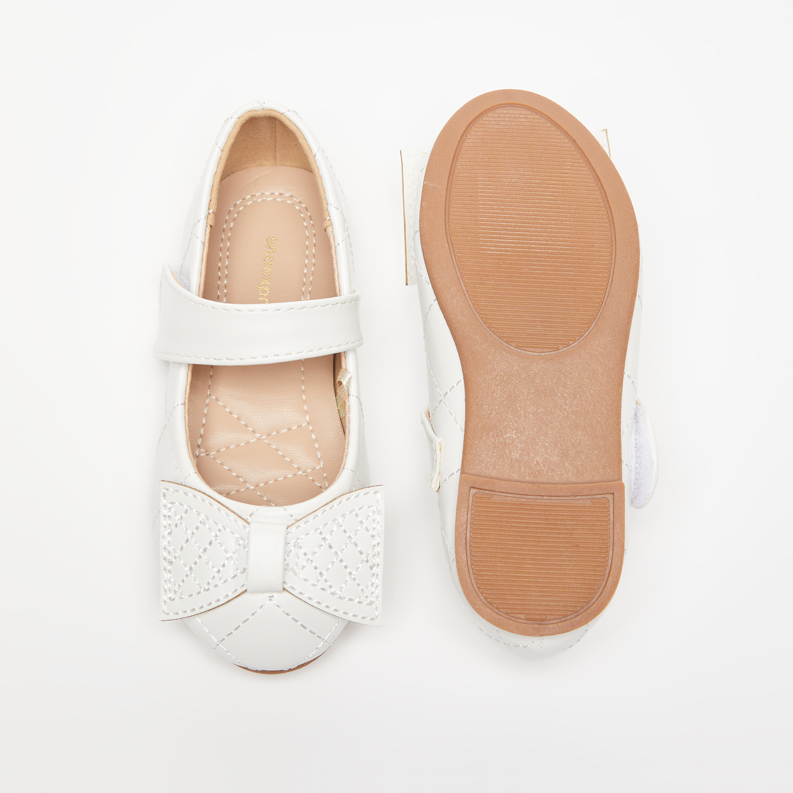Bow Accented Mary Jane Shoes with Hook and Loop Closure-girls-shoes-loafers-image-4