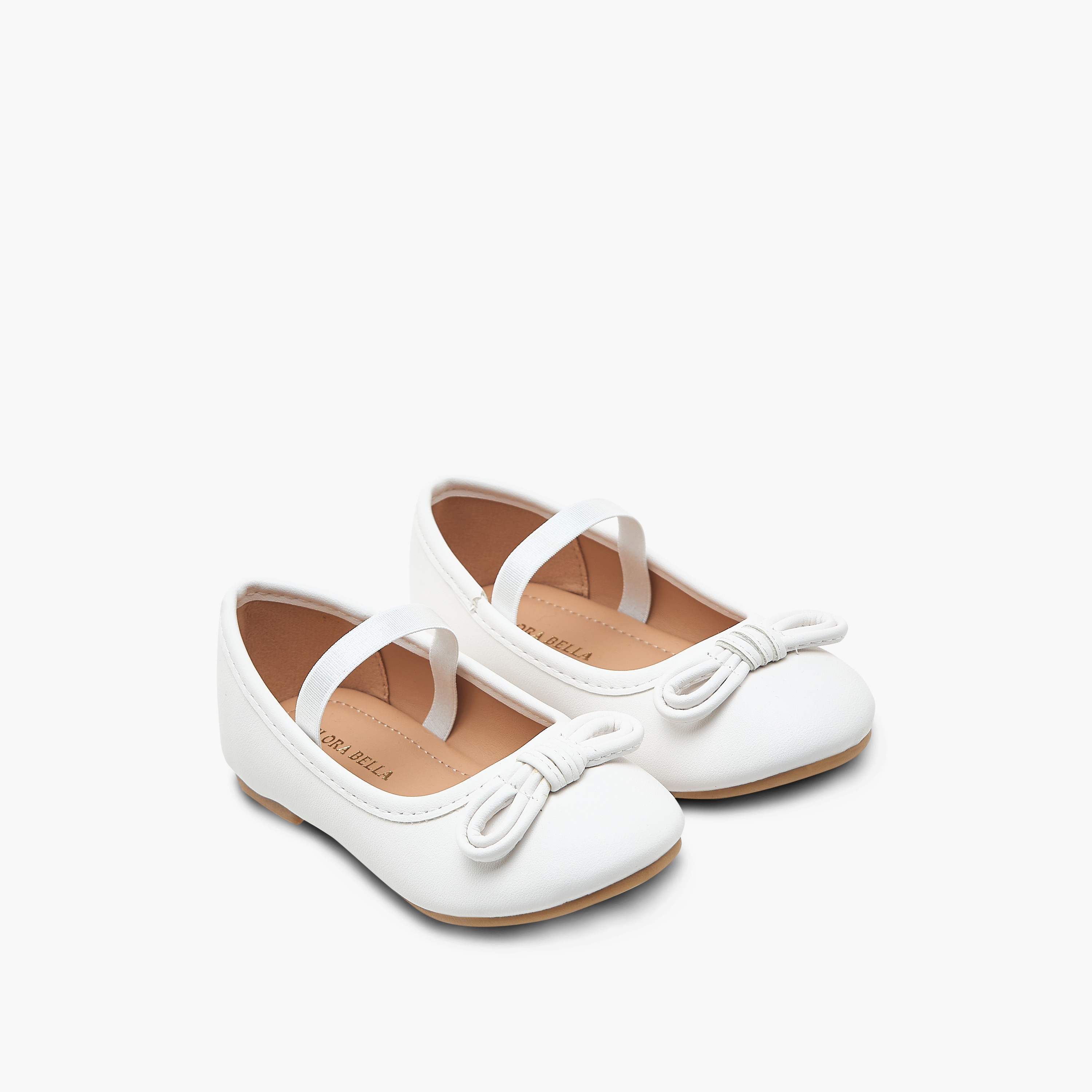 Flora Bella Bow Embellished Ballerina Shoes with Elastic Strap Detail-girls-shoes-ballerinas-image-1