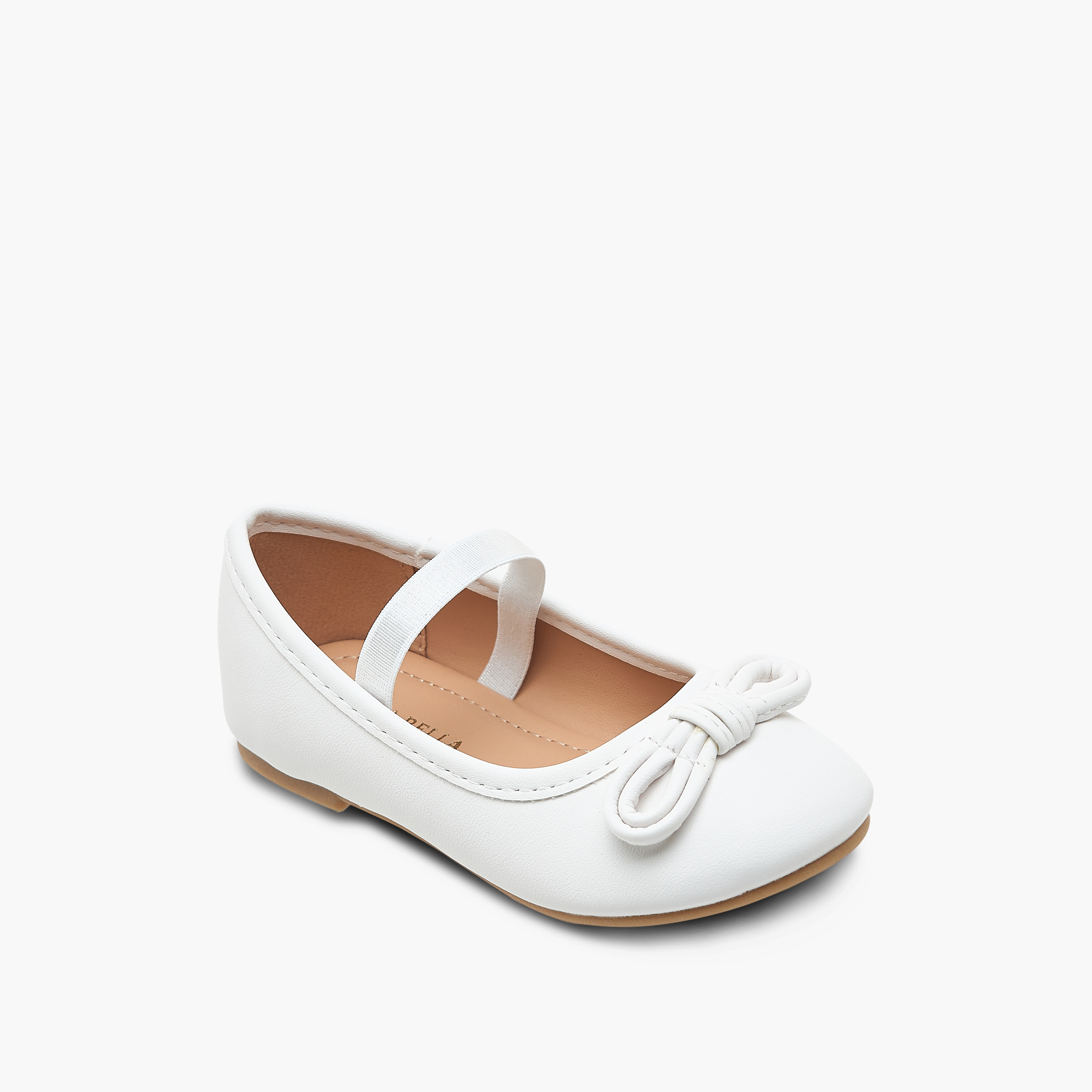 Flora Bella Bow Embellished Ballerina Shoes with Elastic Strap Detail-girls-shoes-ballerinas-image-2