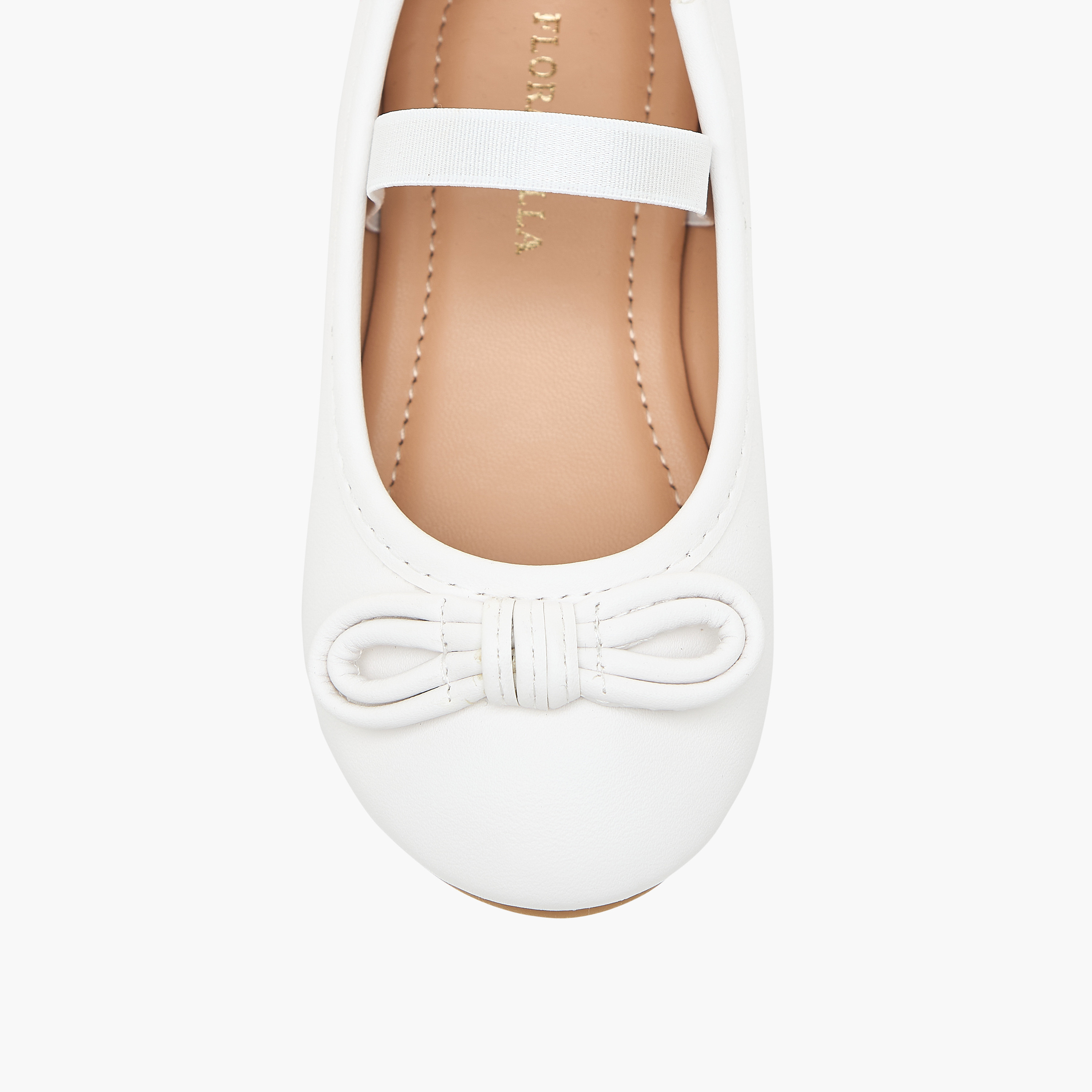 Flora Bella Bow Embellished Ballerina Shoes with Elastic Strap Detail-girls-shoes-ballerinas-image-4