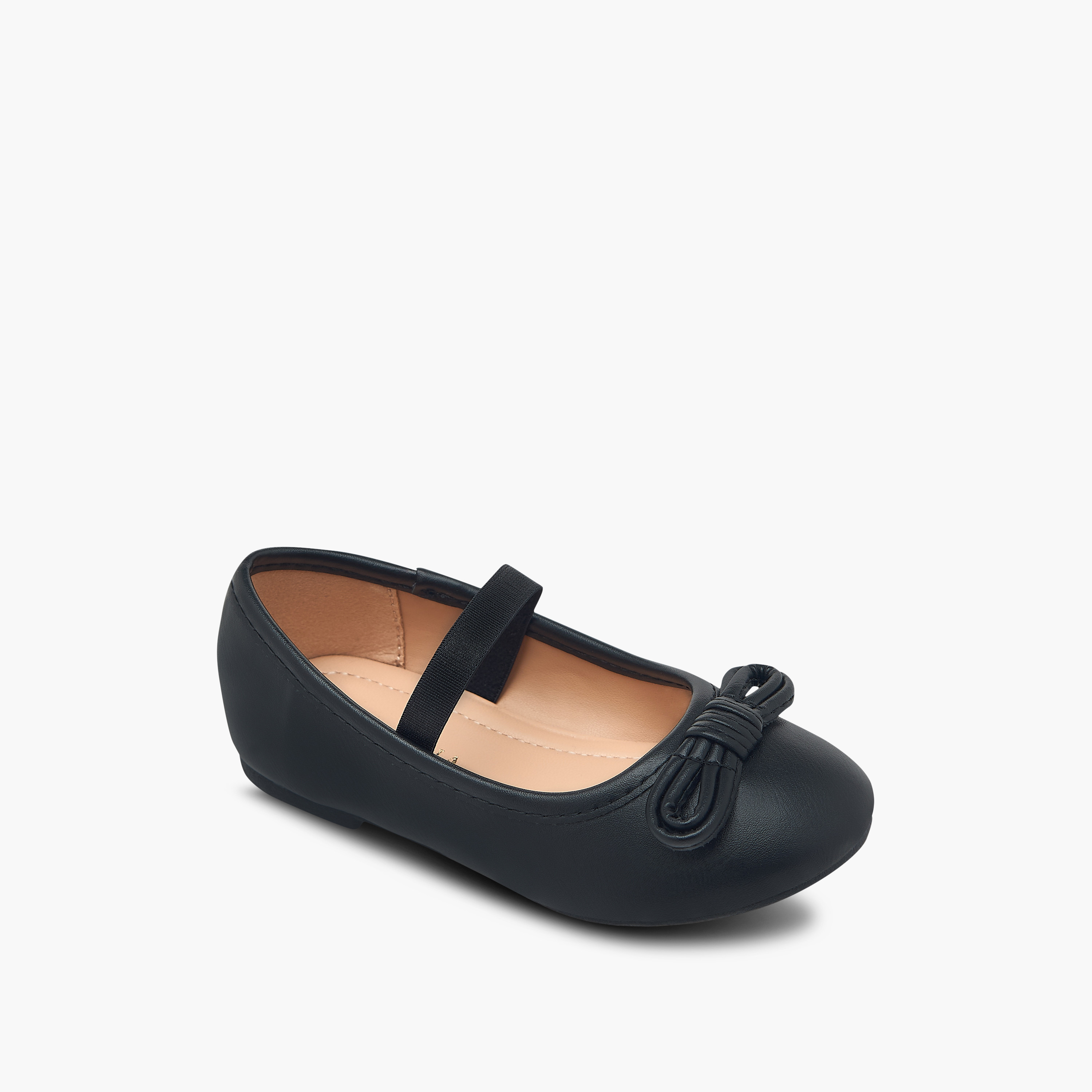 حذاء باليرينا مزين بفيونكة وبتفاصيل حزام مطاطي من فلورا بيلا-girls-shoes-ballerinas-image-2
