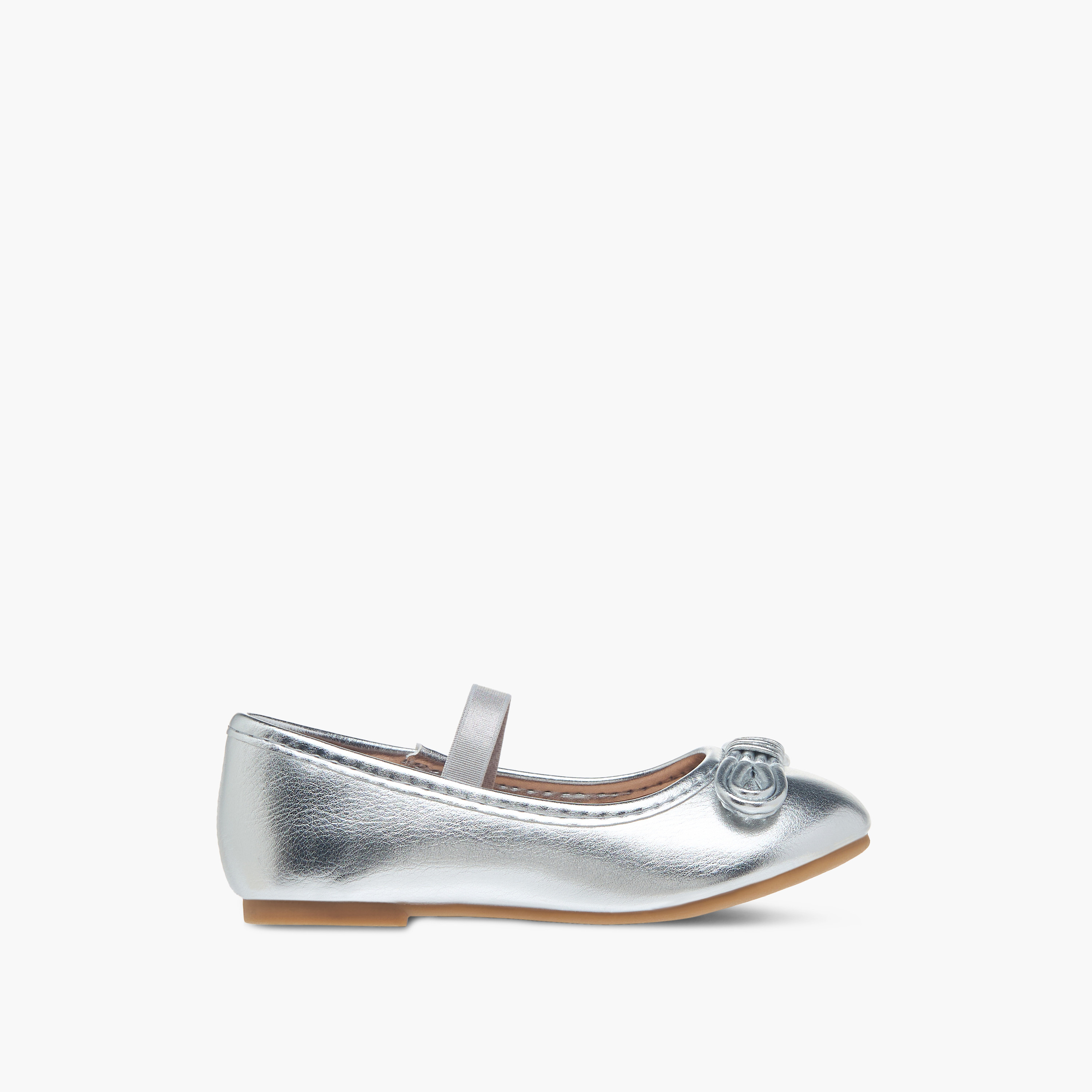 حذاء باليرينا مزين بفيونكة وبتفاصيل حزام مطاطي من فلورا بيلا-girls-shoes-ballerinas-image-3