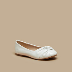 Solid Slip-On Ballerina Shoes with Knot Detail