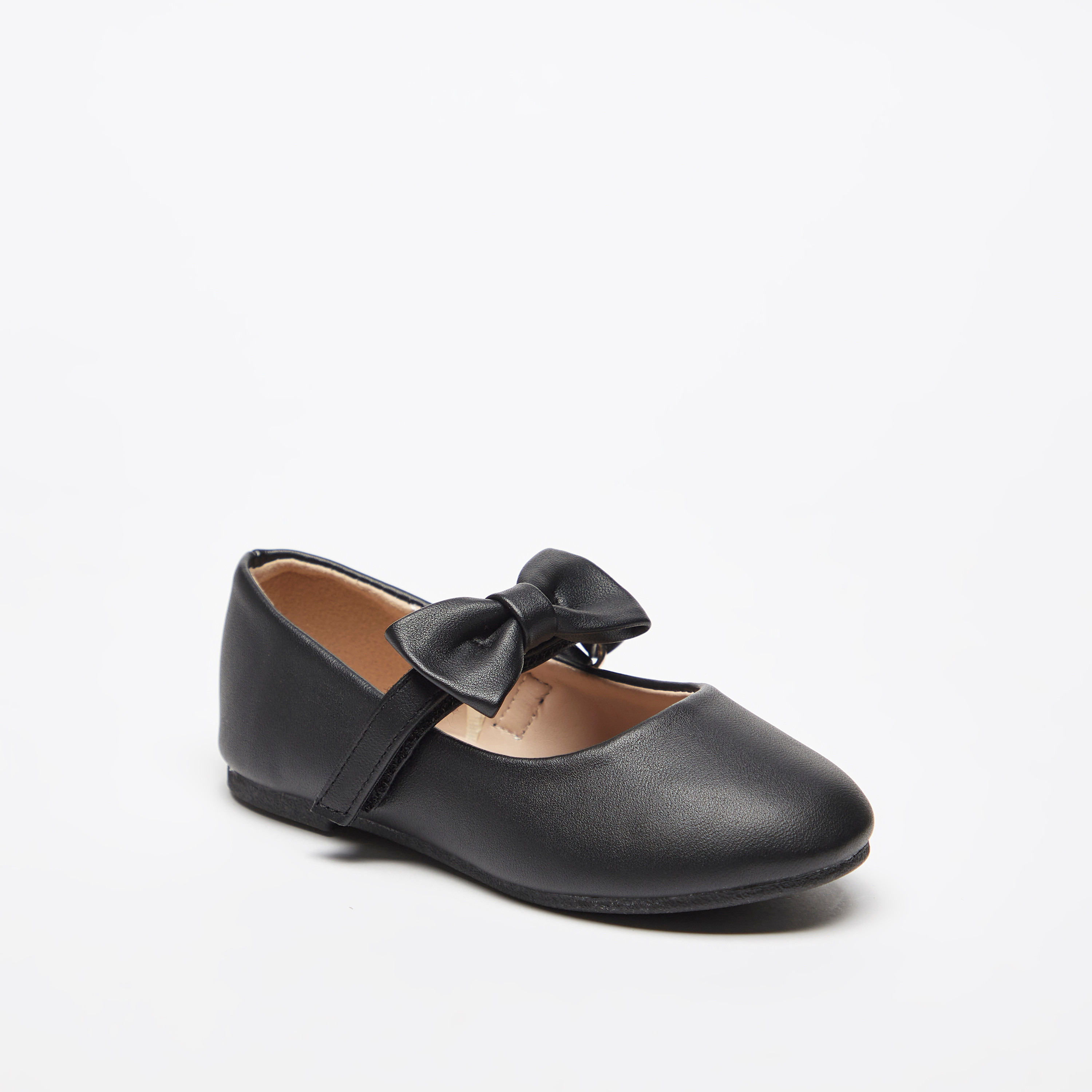 Flora Bella Bow Accented Mary Jane Shoes with Hook and Loop Closure-girls-shoes-maryjanes-image-1