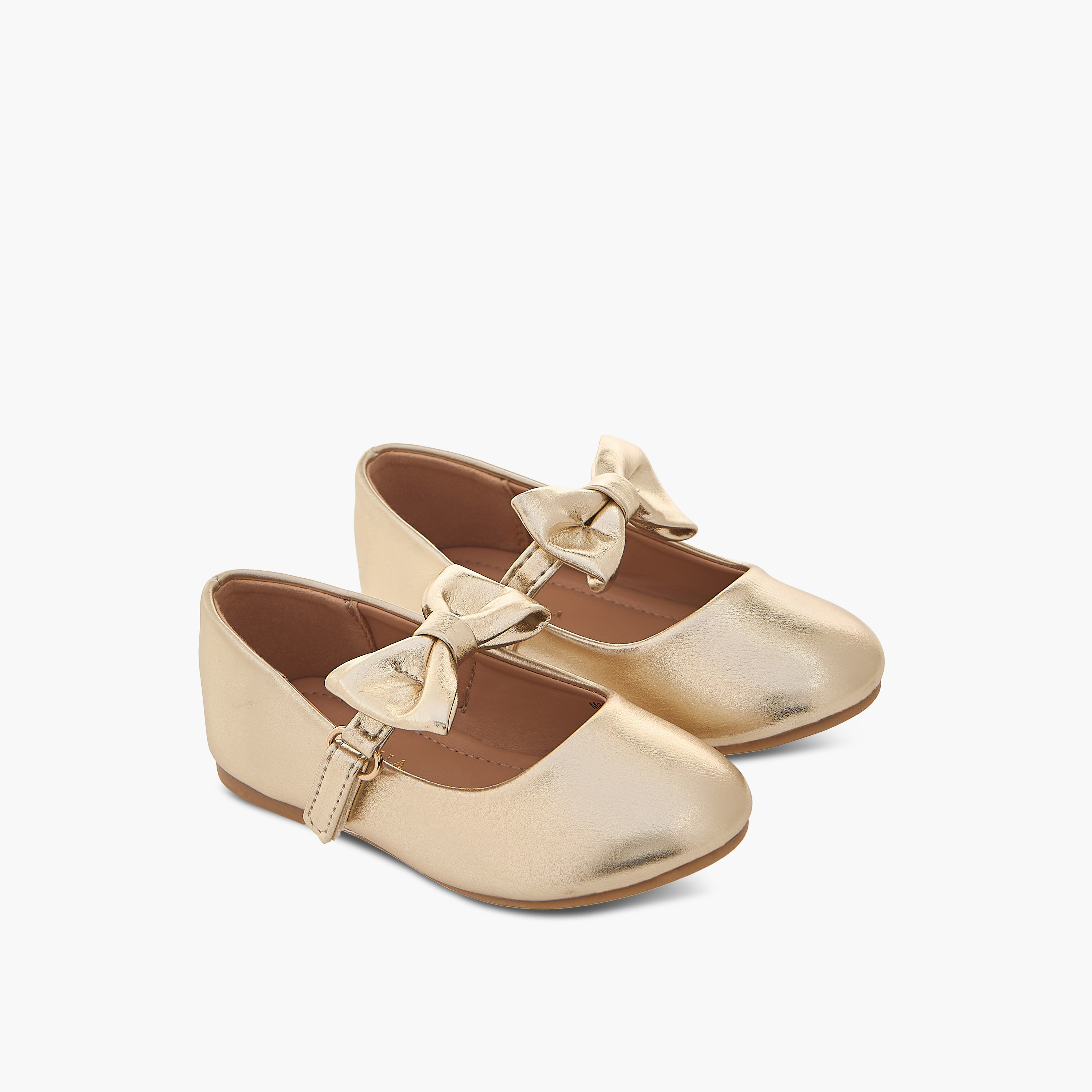 Flora Bella Bow Accented Mary Jane Shoes with Hook and Loop Closure-girls-shoes-maryjanes-image-1
