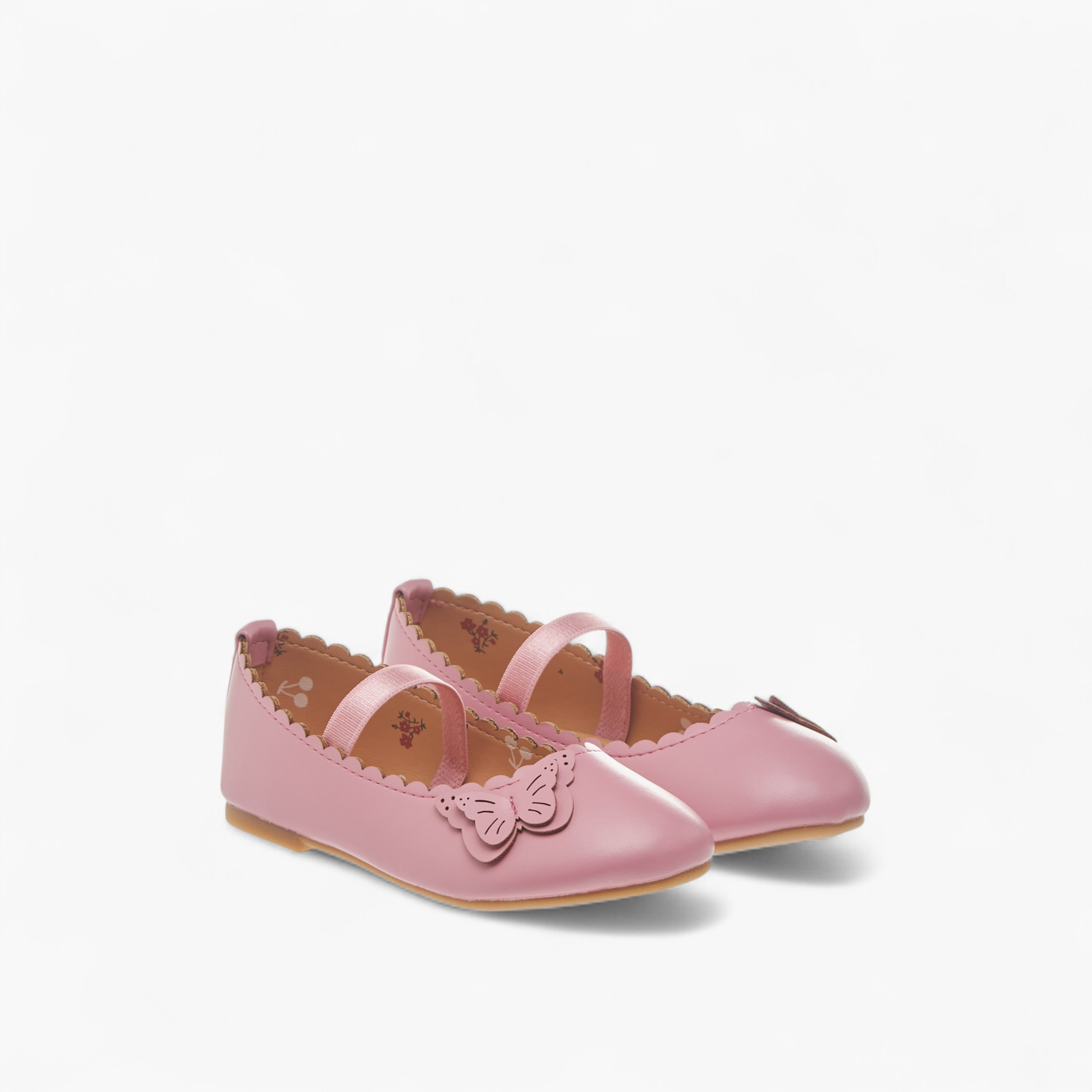 Flora Bella Butterfly Applique Ballerina Shoes with Elasticated Strap-girls-shoes-ballerinas-image-1