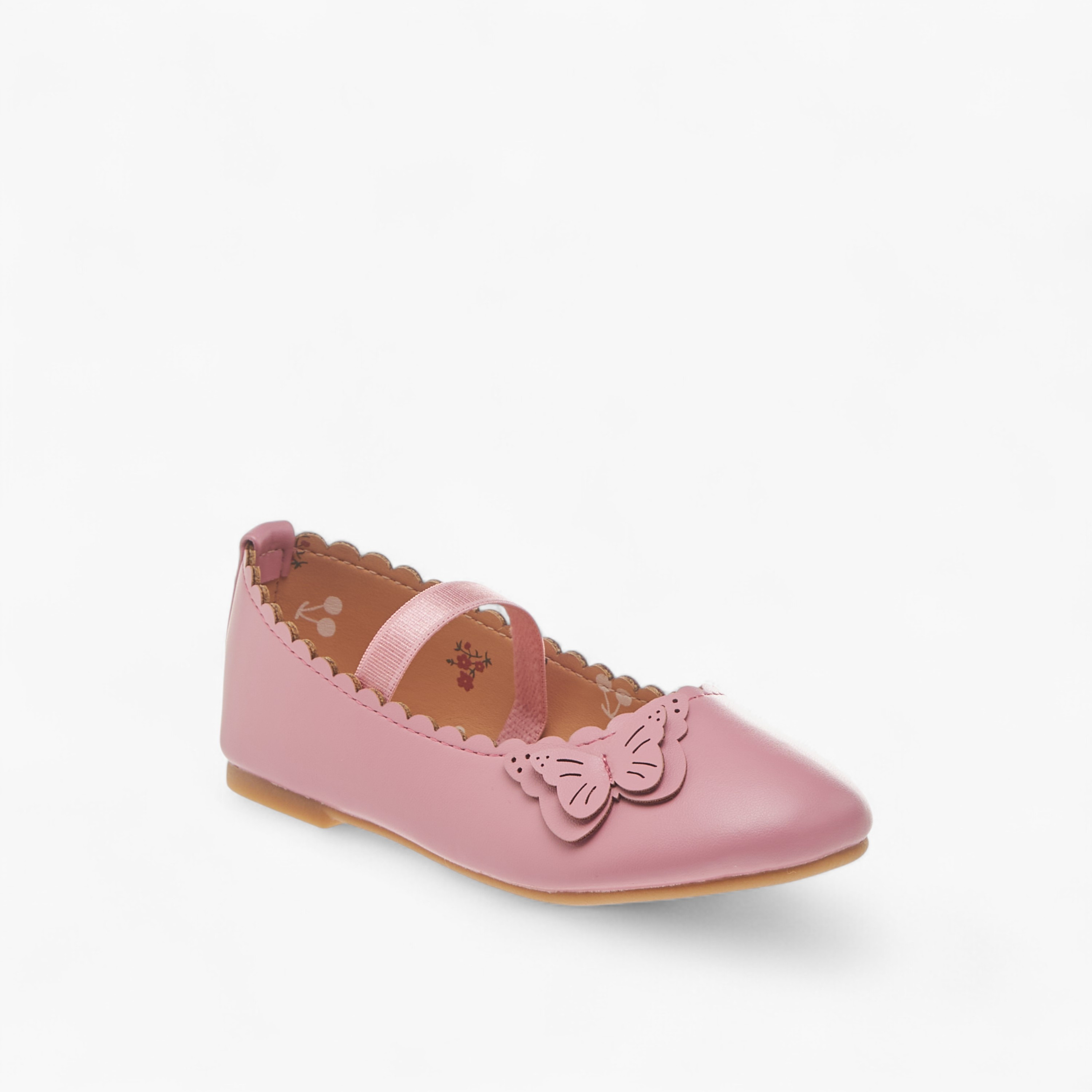 Flora Bella Butterfly Applique Ballerina Shoes with Elasticated Strap-girls-shoes-ballerinas-image-2