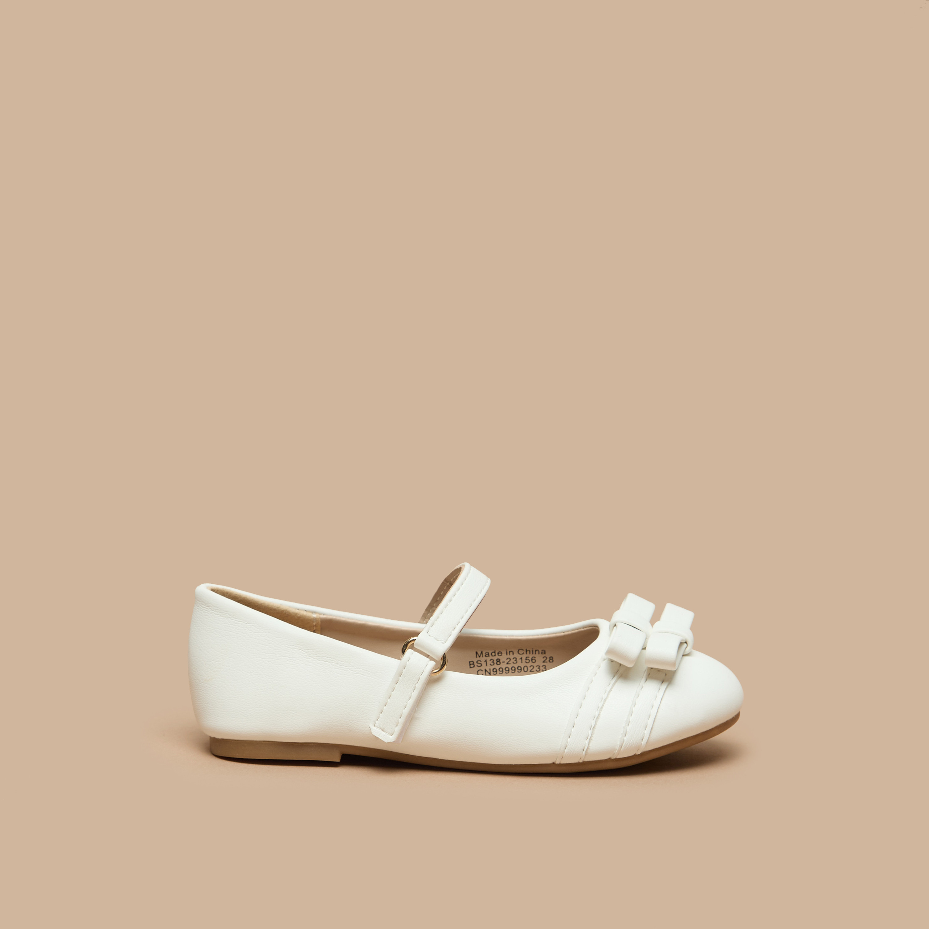 Flora Bella Bow Detail Ballerina Shoes with Hook and Loop Closure-girls-shoes-ballerinas-image-3