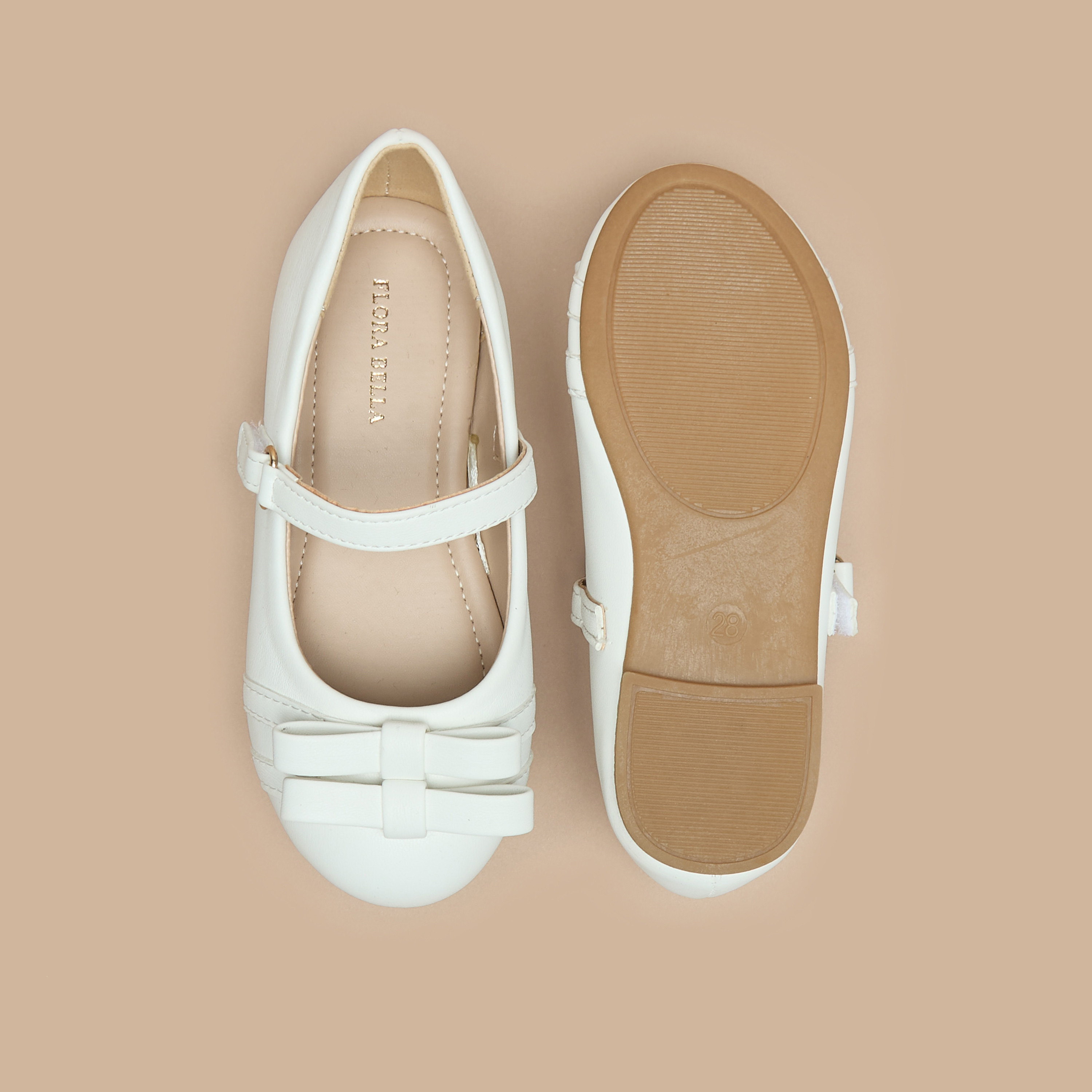 Flora Bella Bow Detail Ballerina Shoes with Hook and Loop Closure-girls-shoes-ballerinas-image-4