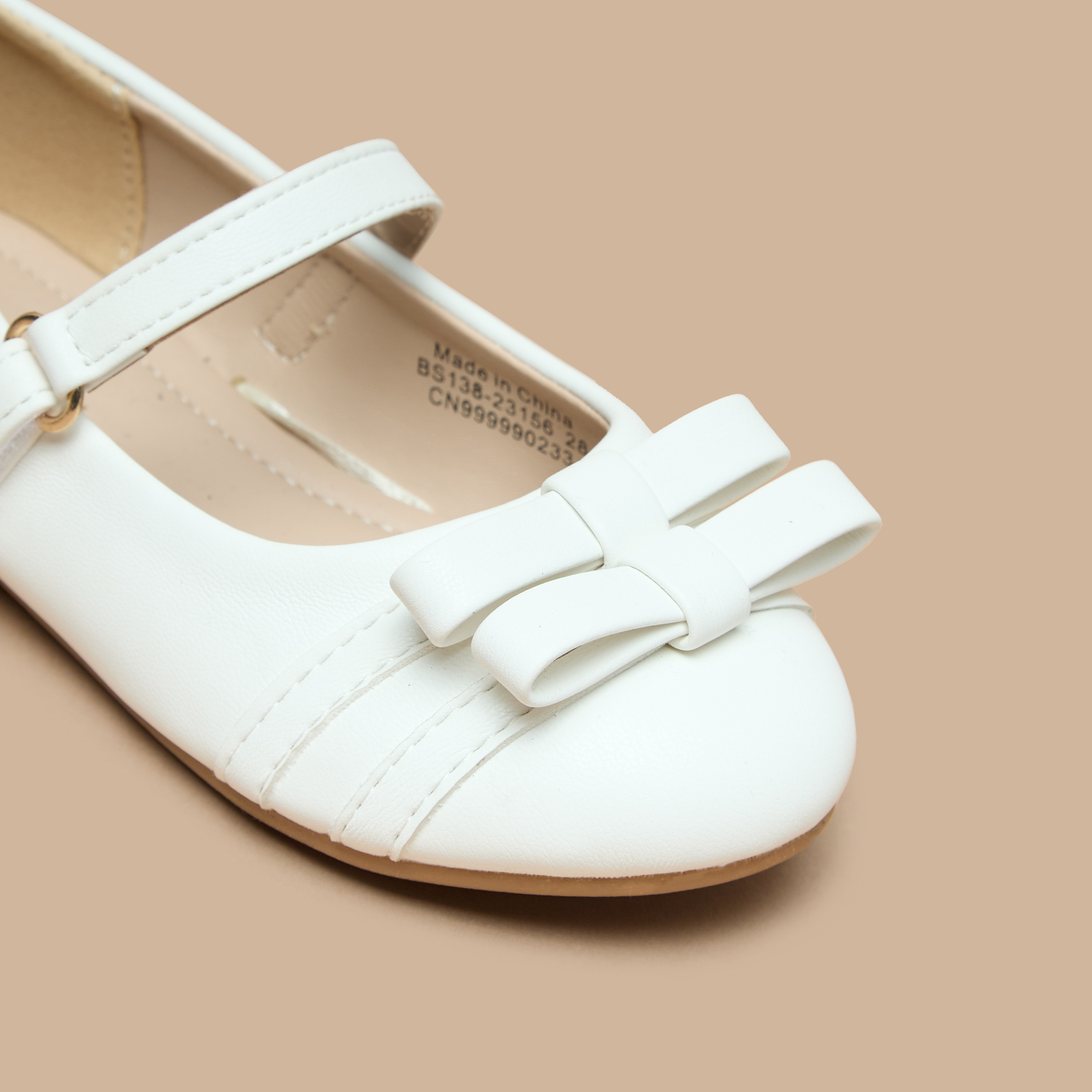 Flora Bella Bow Detail Ballerina Shoes with Hook and Loop Closure-girls-shoes-ballerinas-image-5