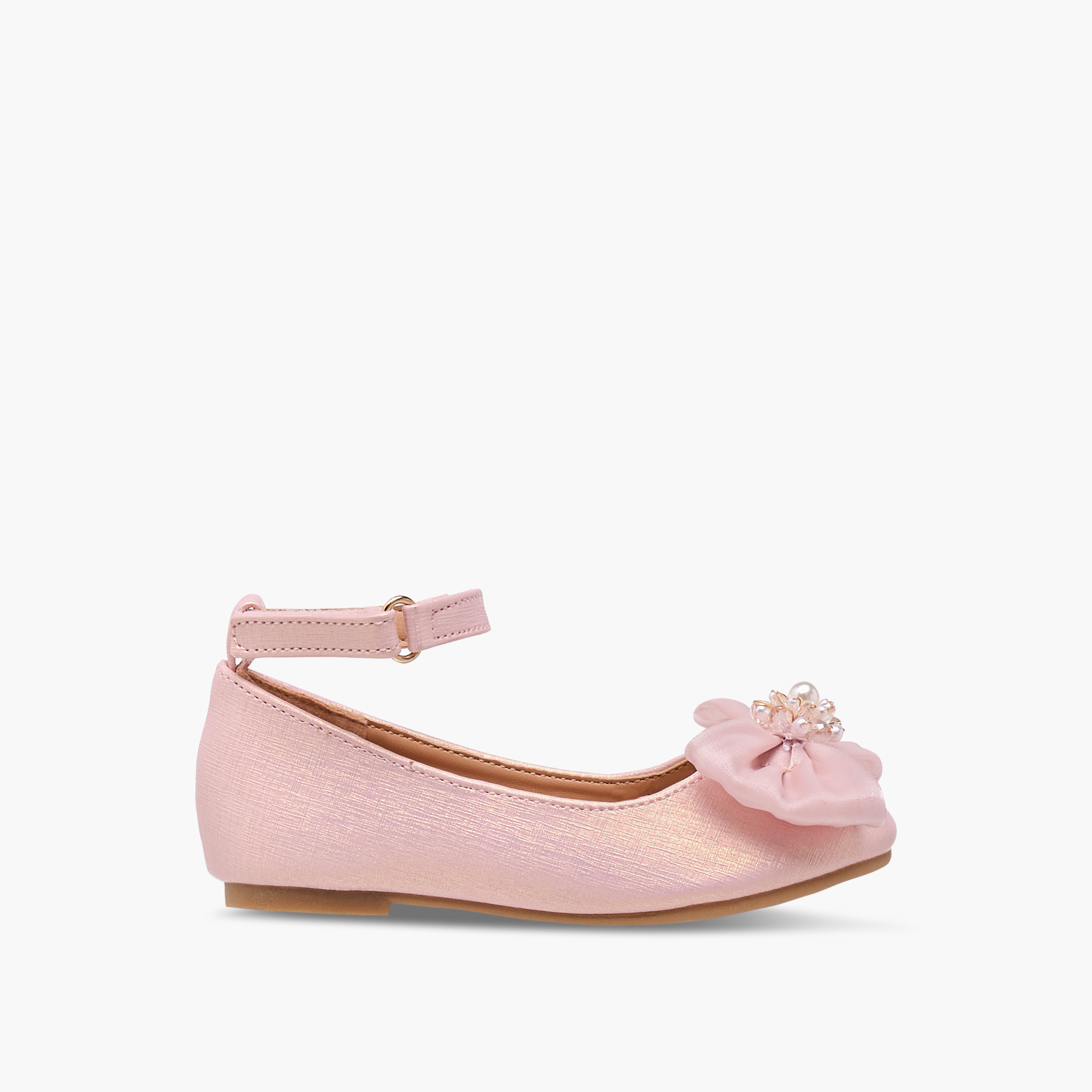 Flora Bella Bow Accent Ballerina Shoes with Hook and Loop Closure-girls-shoes-ballerinas-image-3