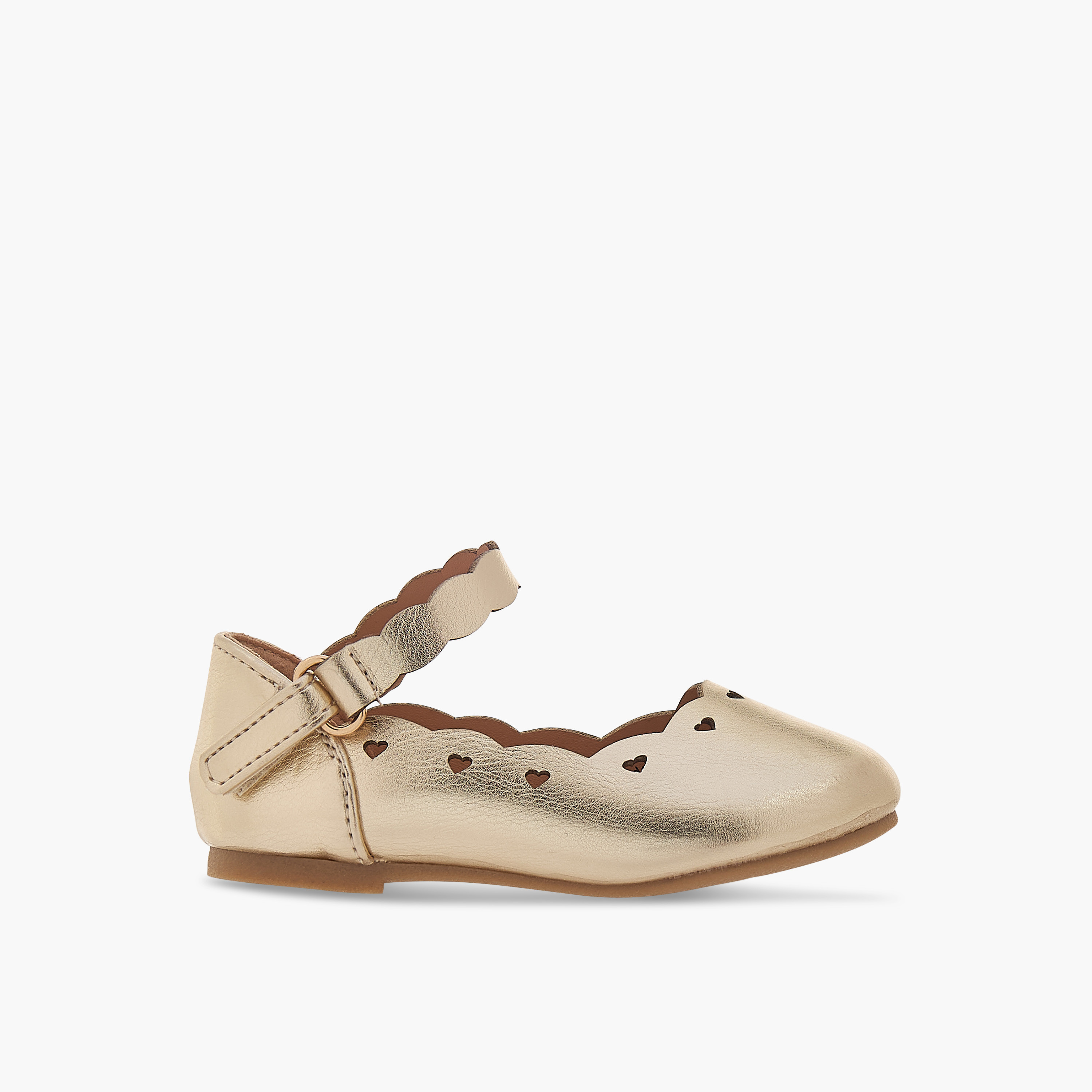 Flora Bella Textured Ballerina Shoes with Hook and Loop Closure-girls-shoes-ballerinas-image-3