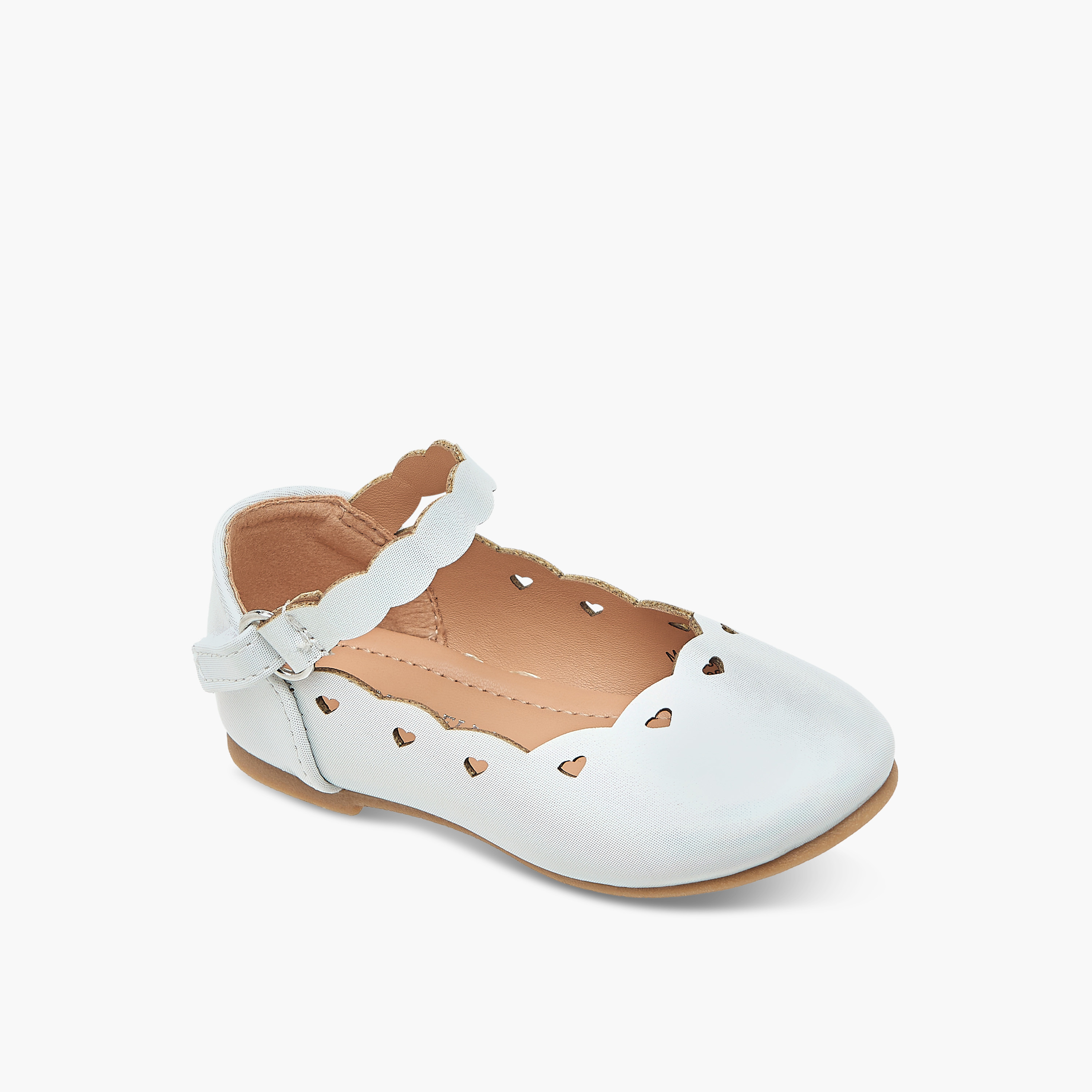 Flora Bella Textured Ballerina Shoes with Hook and Loop Closure-girls-shoes-ballerinas-image-2