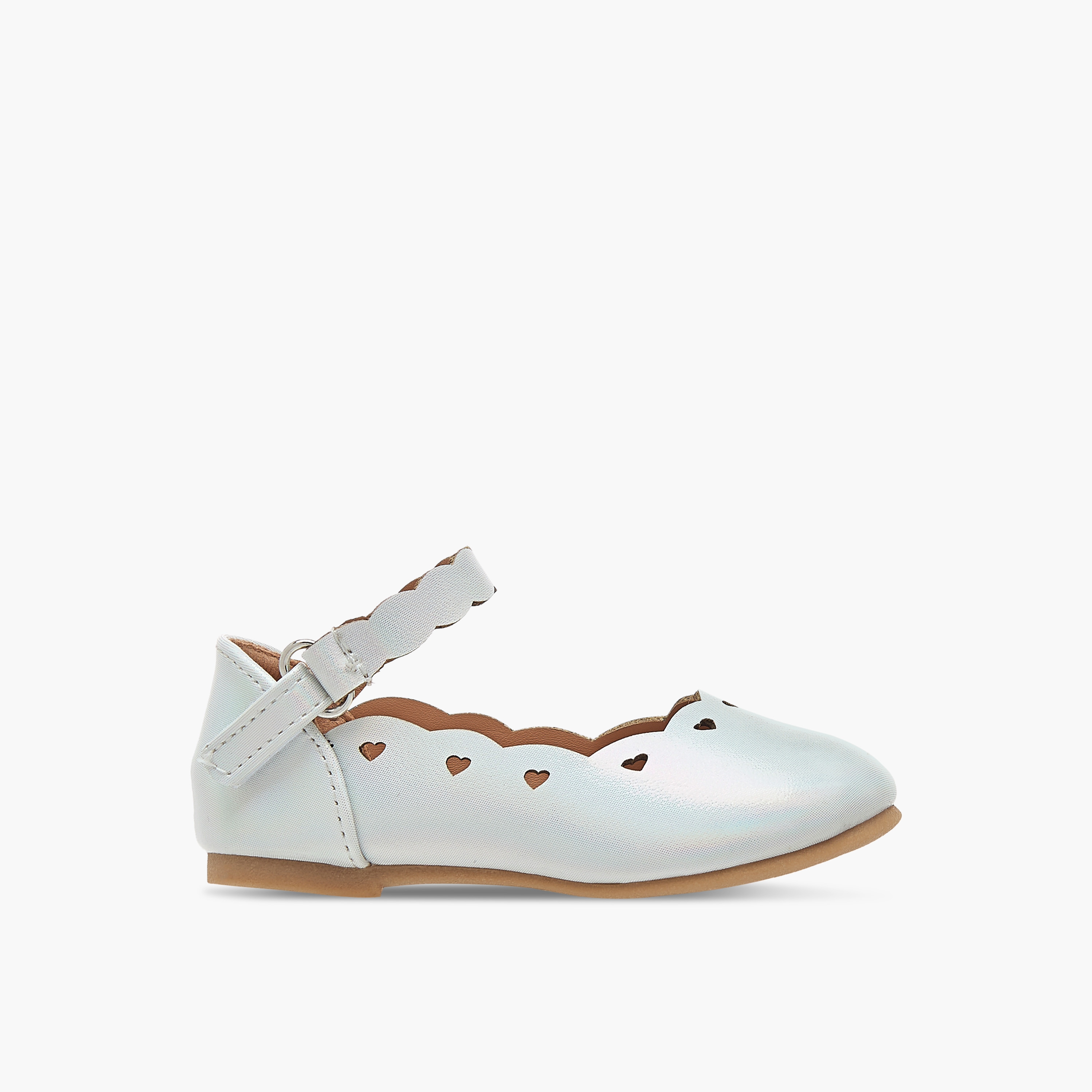 Flora Bella Textured Ballerina Shoes with Hook and Loop Closure-girls-shoes-ballerinas-image-3