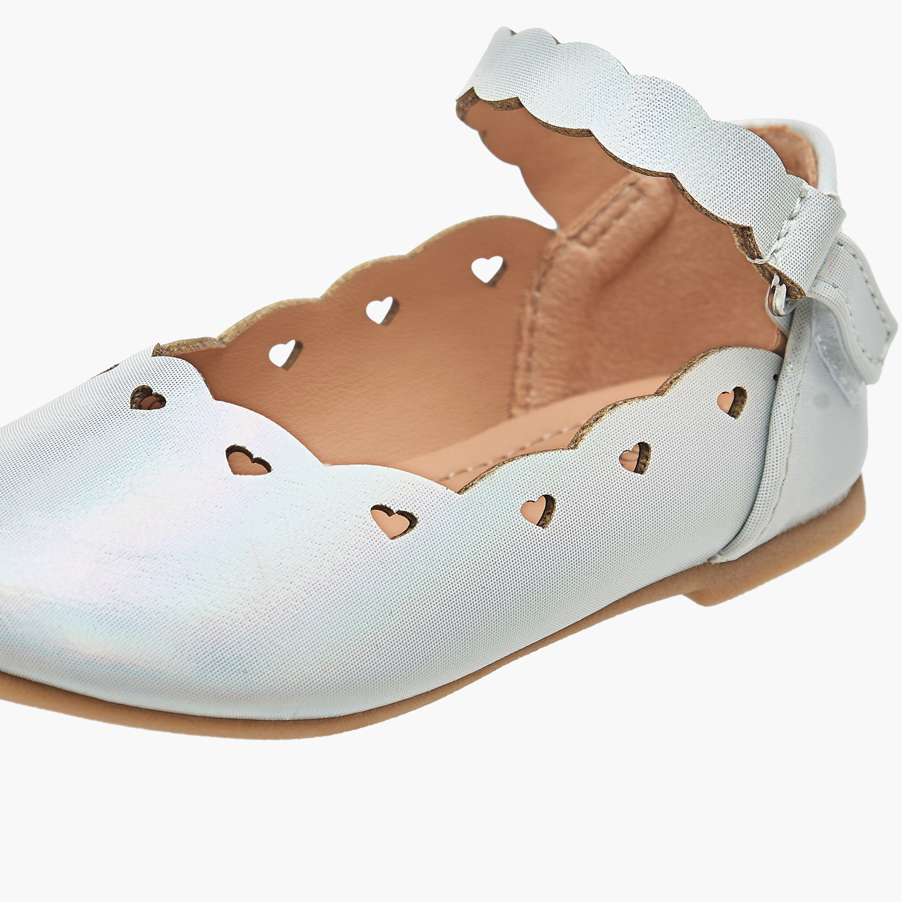 Flora Bella Textured Ballerina Shoes with Hook and Loop Closure-girls-shoes-ballerinas-image-6
