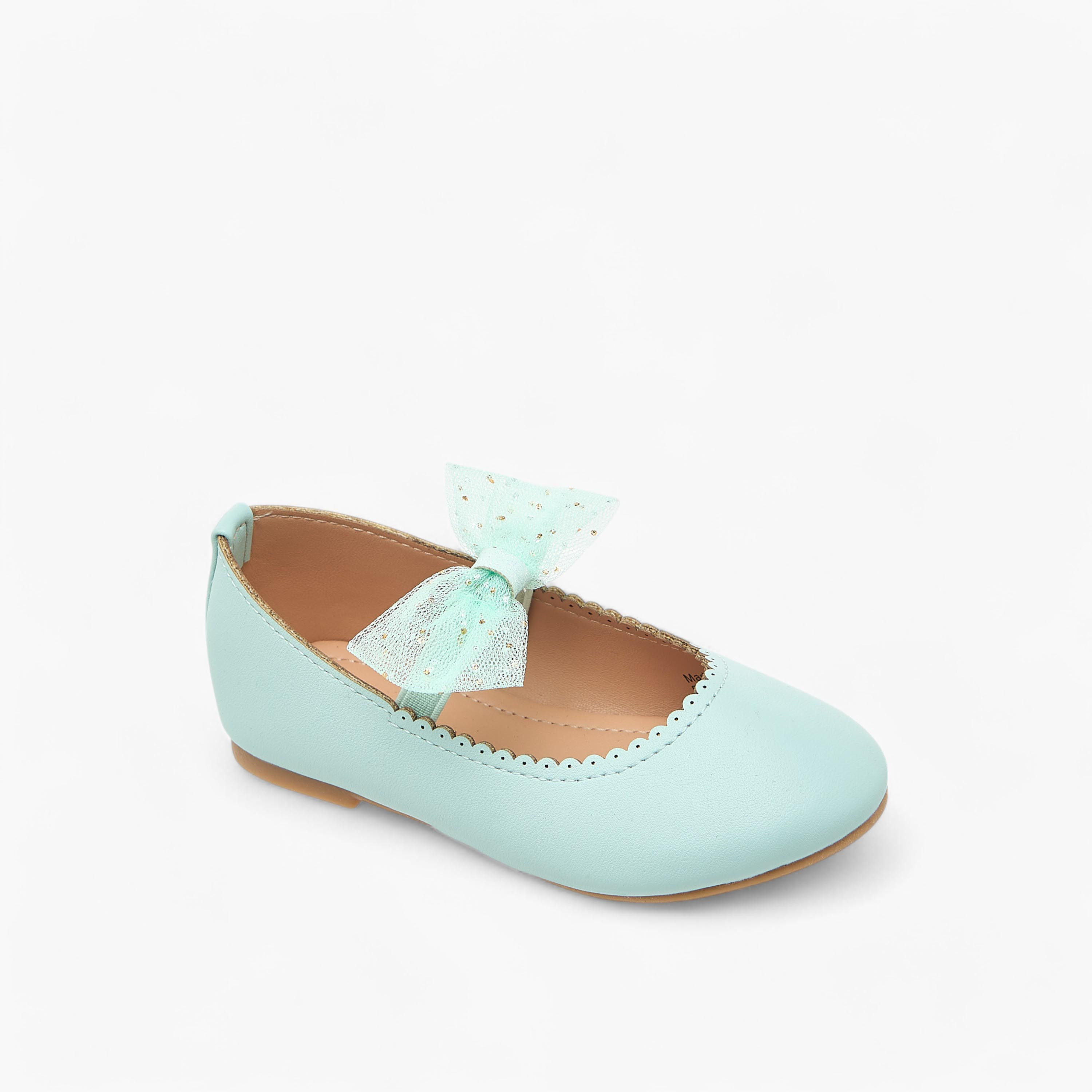 Flora Bella Bow Detail Ballerina Shoes with Elasticated Strap-girls-shoes-ballerinas-image-2