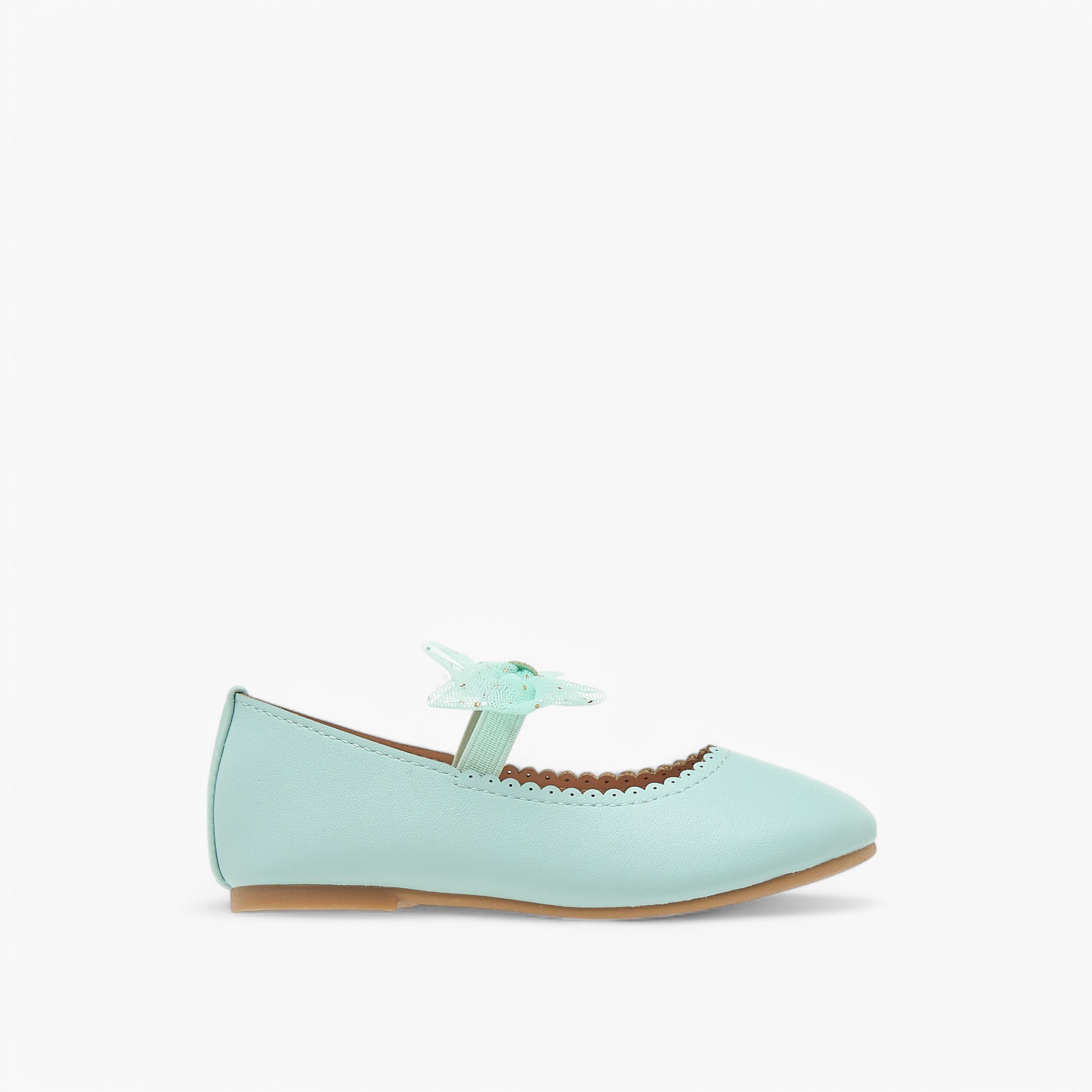 Flora Bella Bow Detail Ballerina Shoes with Elasticated Strap-girls-shoes-ballerinas-image-3