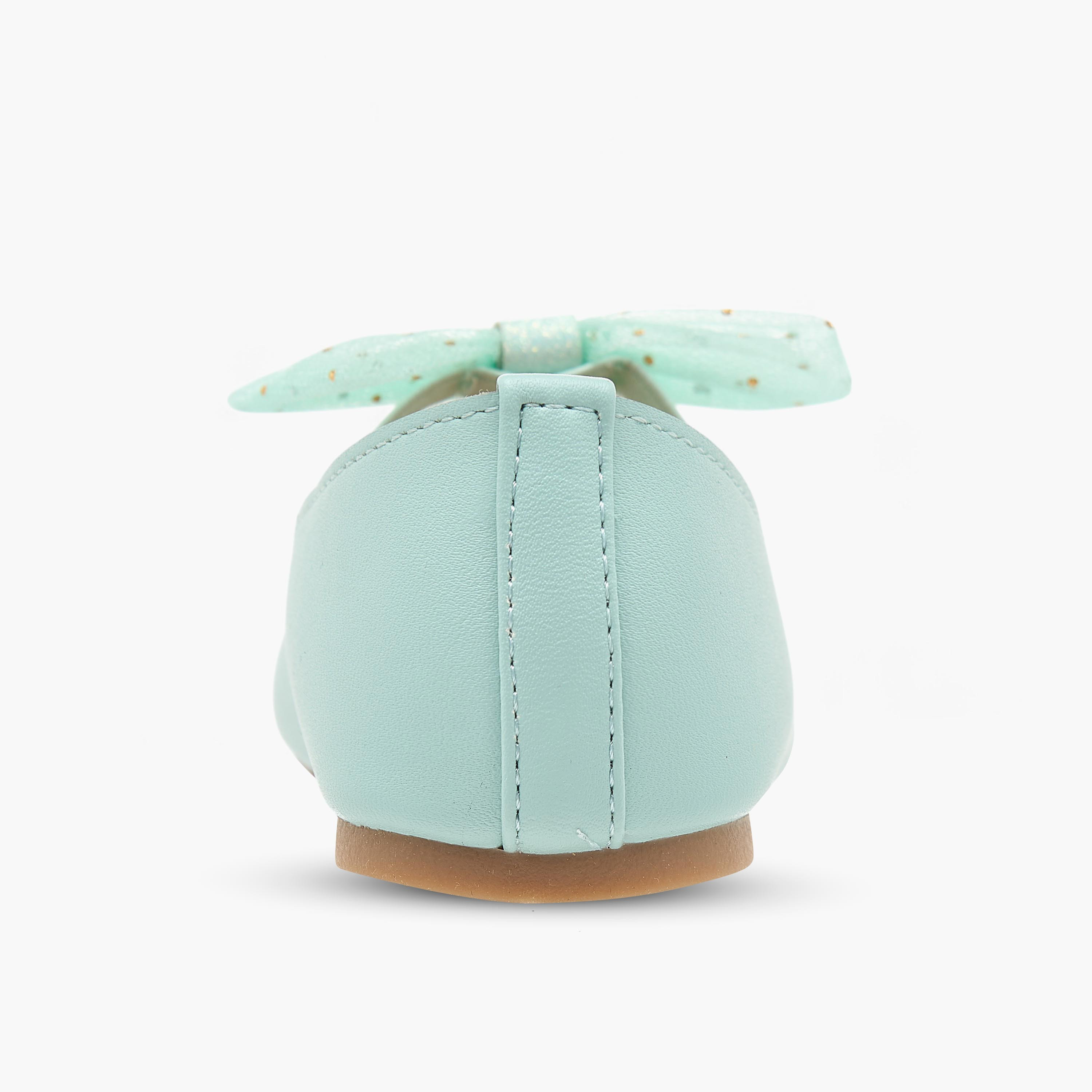 Flora Bella Bow Detail Ballerina Shoes with Elasticated Strap-girls-shoes-ballerinas-image-5