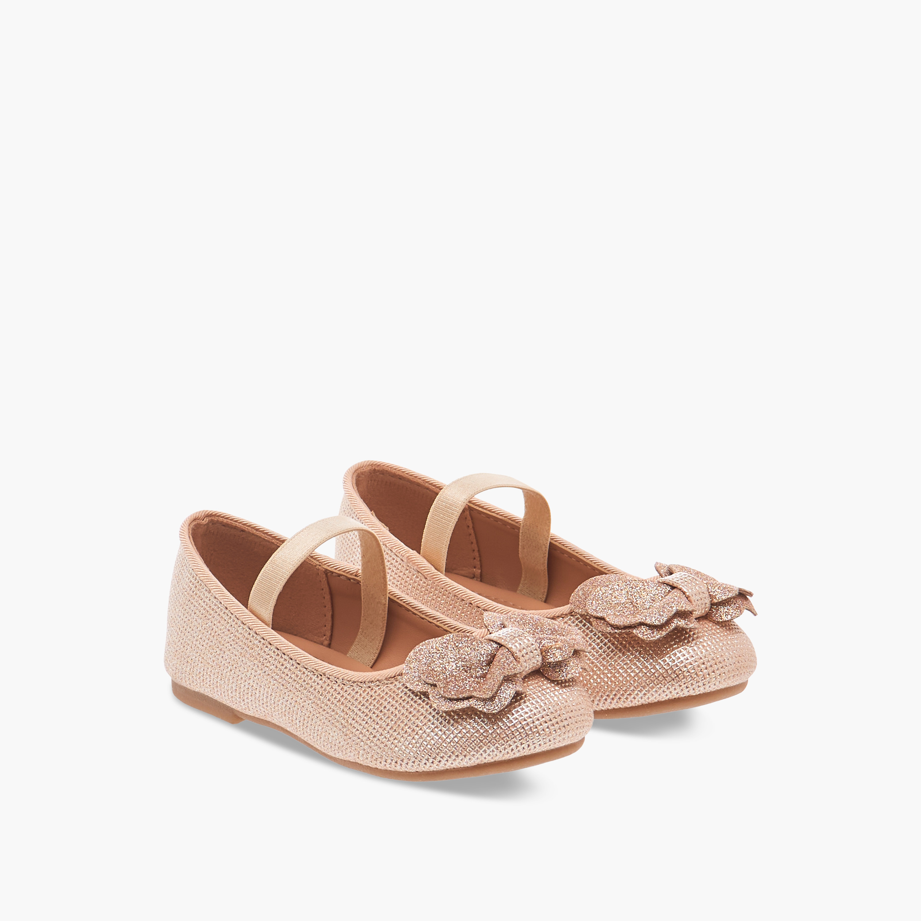 حذاء باليرينا بتزيينات فيونكة وحزام مطاطي من فلورا بيلا-girls-shoes-ballerinas-image-1