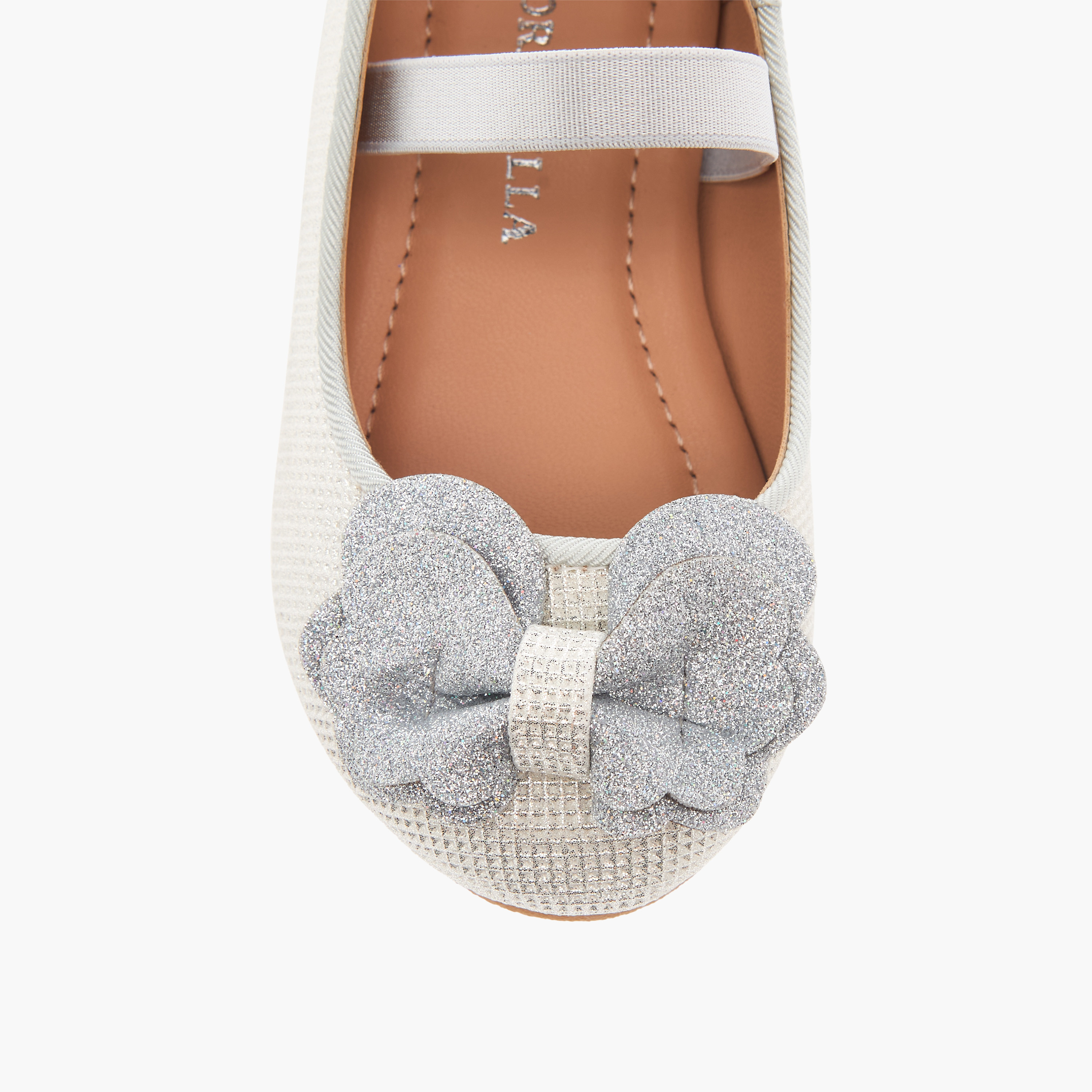 Flora Bella Bow Accent Ballerina Shoes with Elastic Strap Detail-girls-shoes-ballerinas-image-4