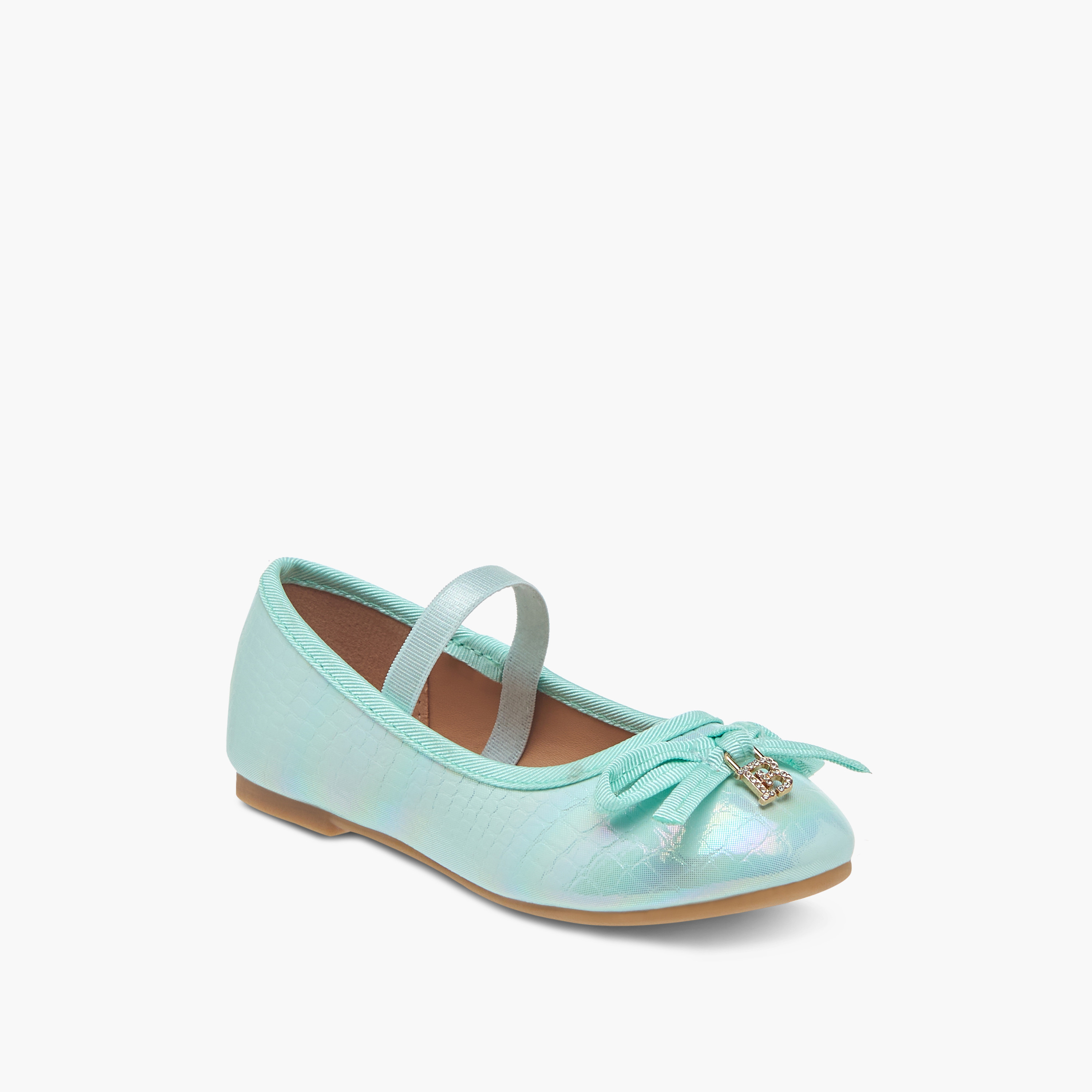 Flora Bella Bow Embellished Ballerina Shoes with Elastic Strap Detail-girls-shoes-ballerinas-image-2