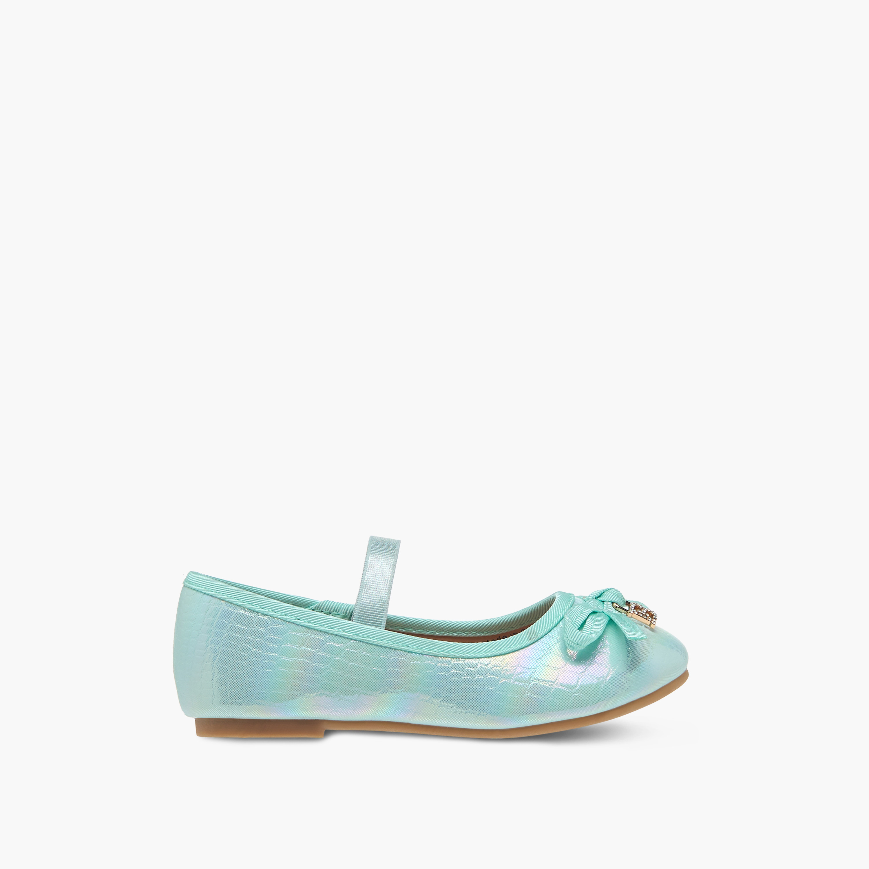 Flora Bella Bow Embellished Ballerina Shoes with Elastic Strap Detail-girls-shoes-ballerinas-image-3