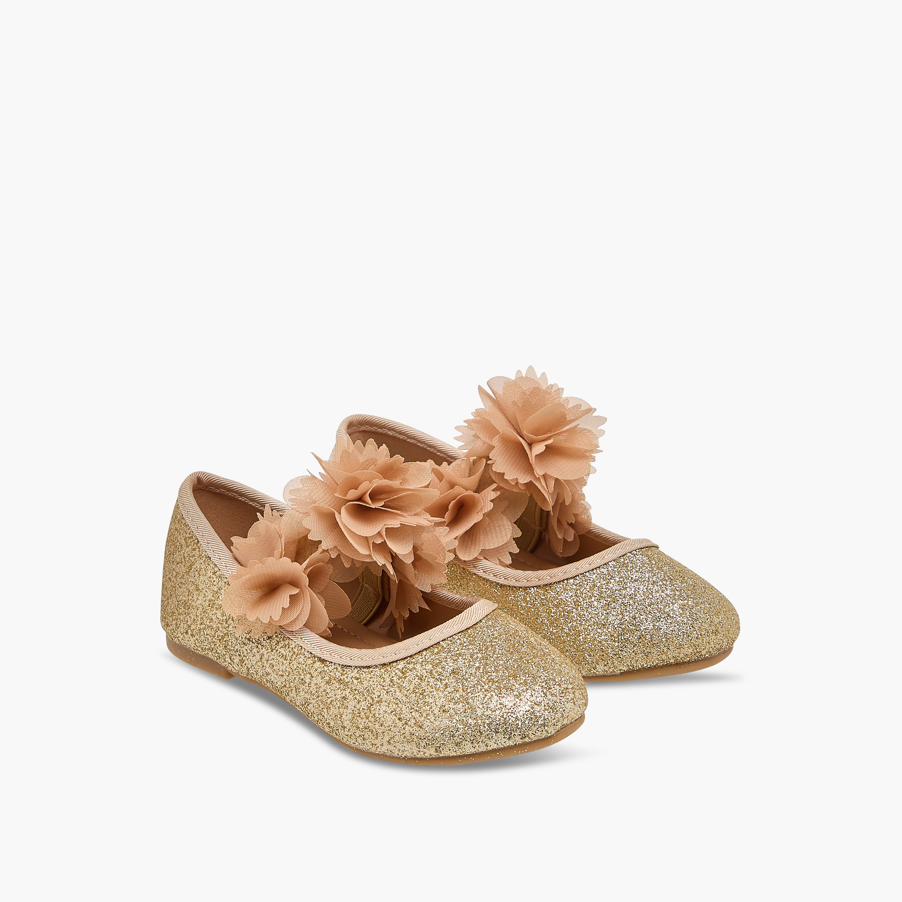 Flora Bella Embellished Ballerina Shoes with Elasticated Strap-girls-shoes-ballerinas-image-1